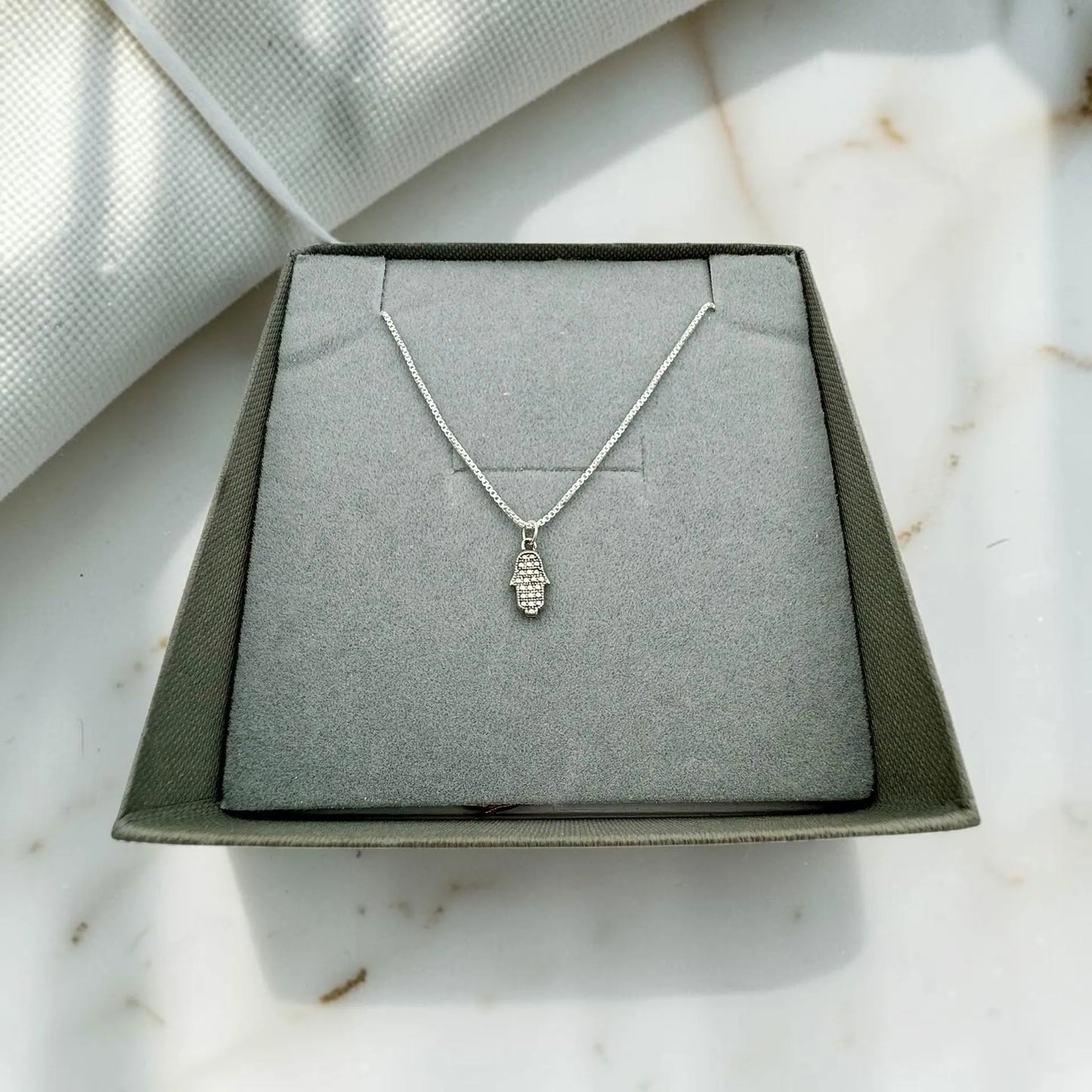 Mini Hamsa Necklace Sterling Silver/Gold Filled