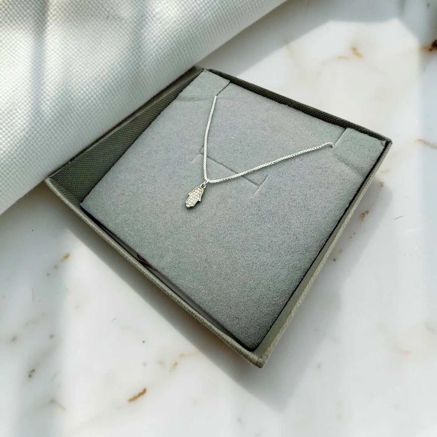 Mini Hamsa Necklace Sterling Silver/Gold Filled