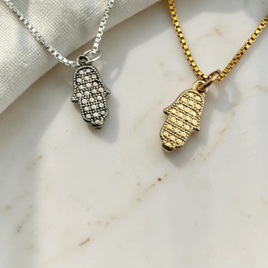 Mini Hamsa Necklace Sterling Silver/Gold Filled