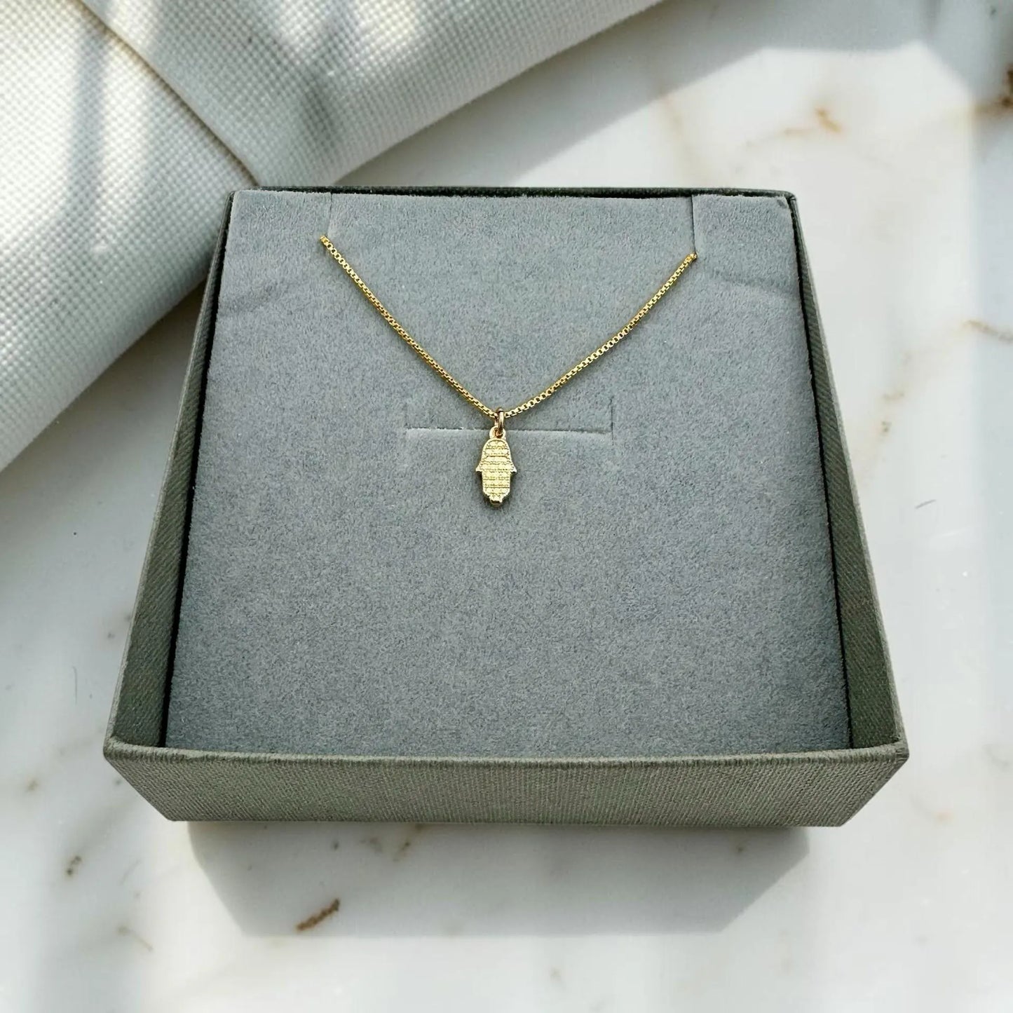 Mini Hamsa Necklace Sterling Silver/Gold Filled