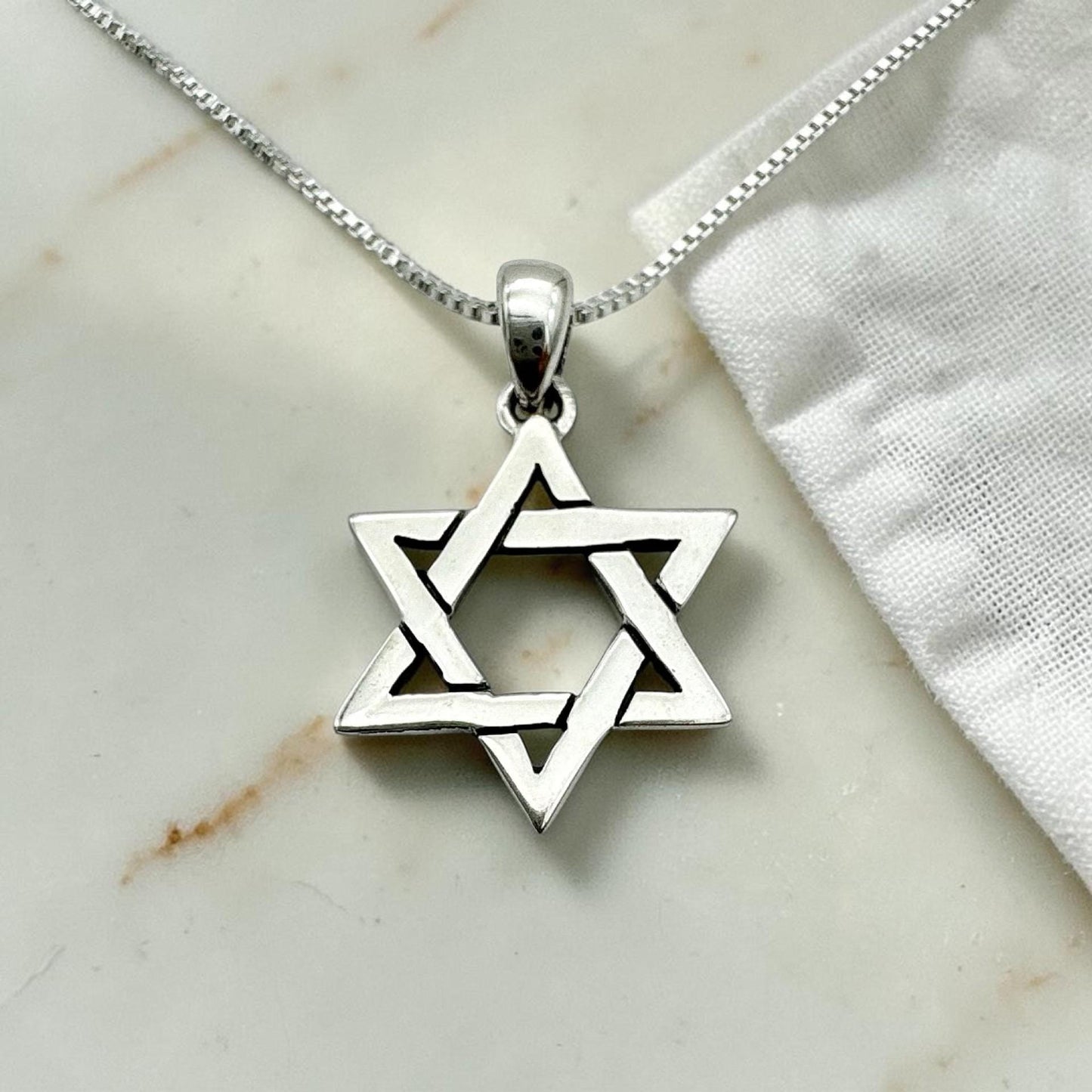 Silver Star of David Necklace