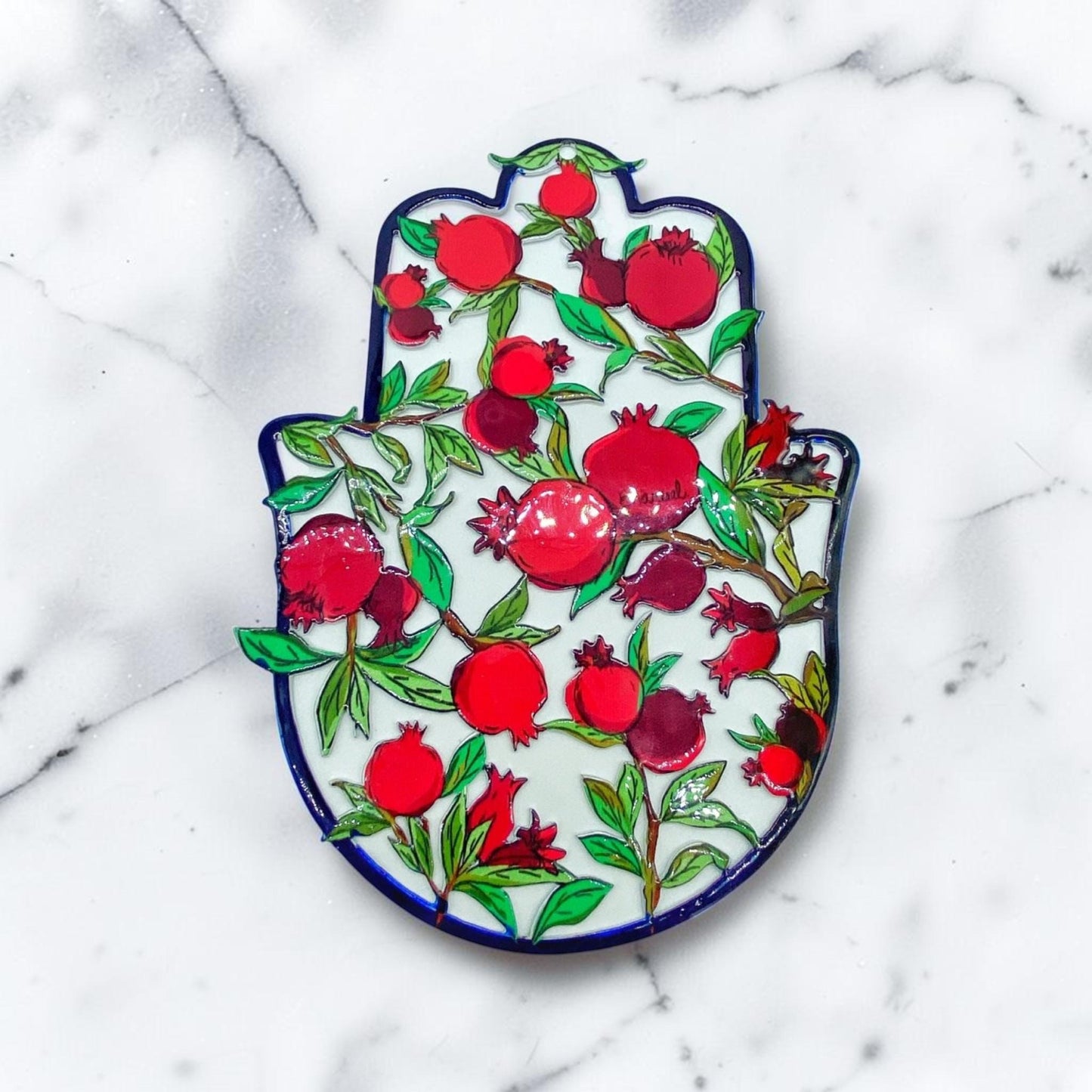 Blue Pomegranate Hamsa Wall Art Decor