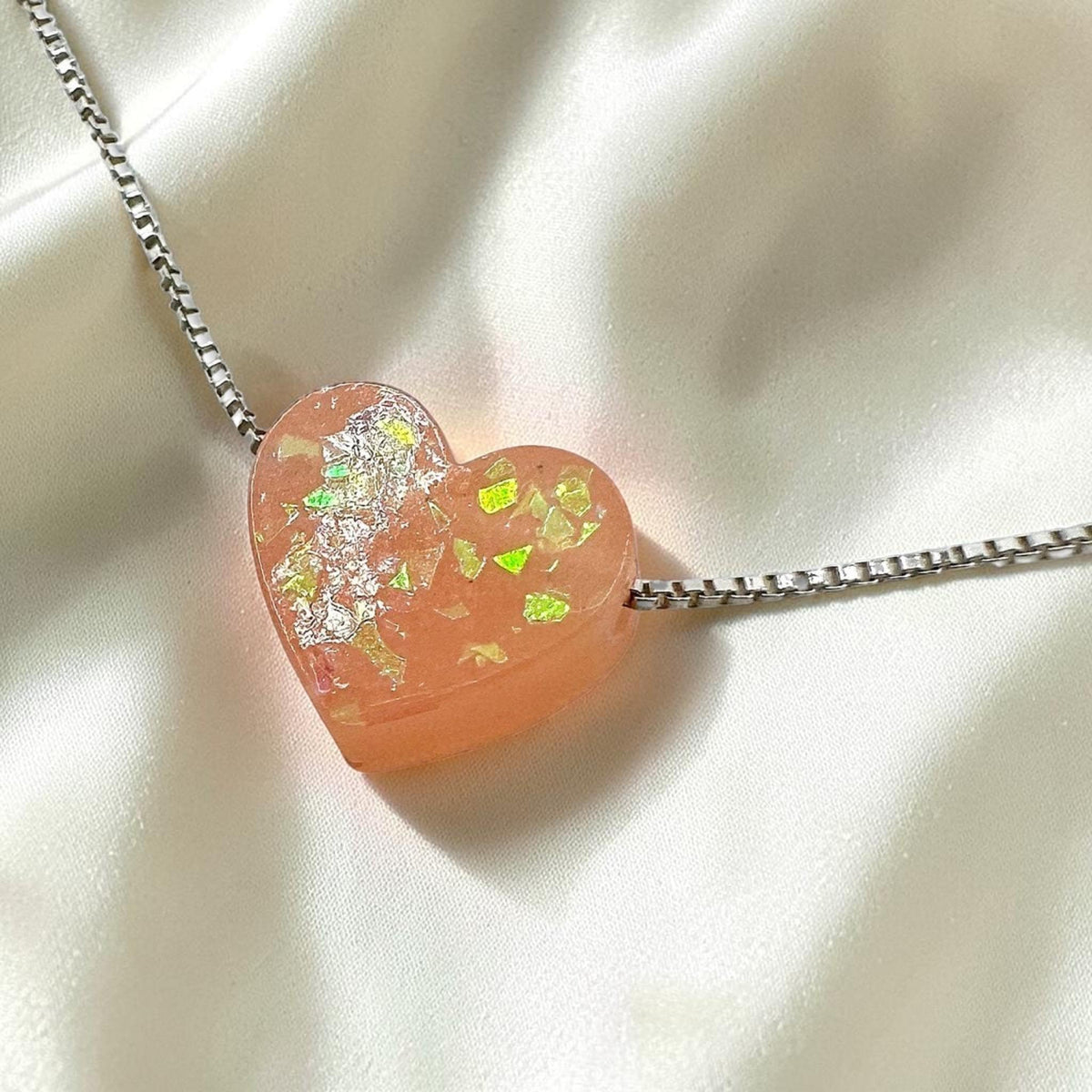Collier Cœur en Opale en Argent Sterling/Plaqué Or