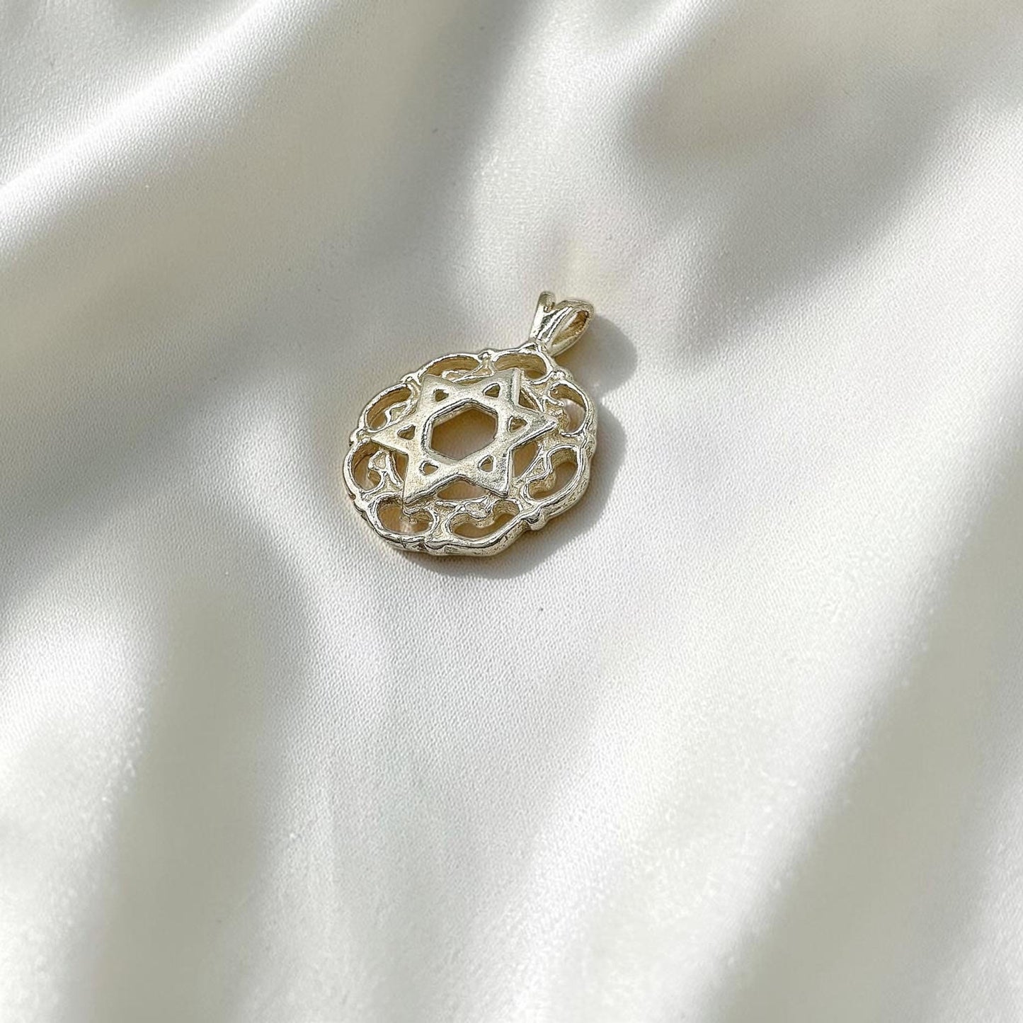 Sterling Silver Star of David Mandala Necklace