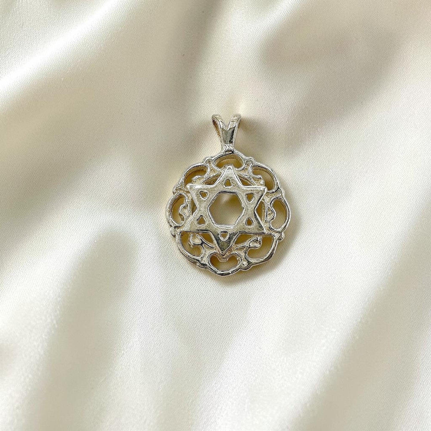 Sterling Silver Star of David Mandala Necklace