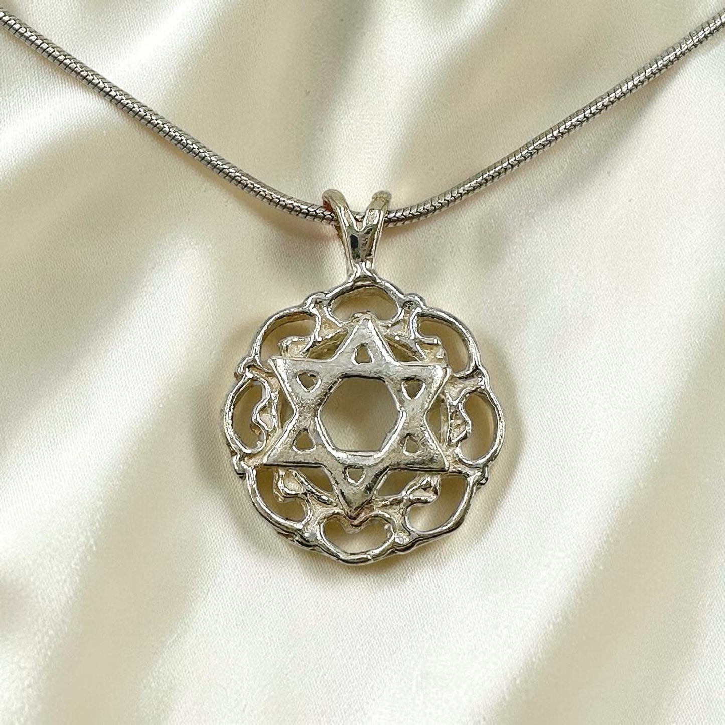 Sterling Silver Star of David Mandala Necklace