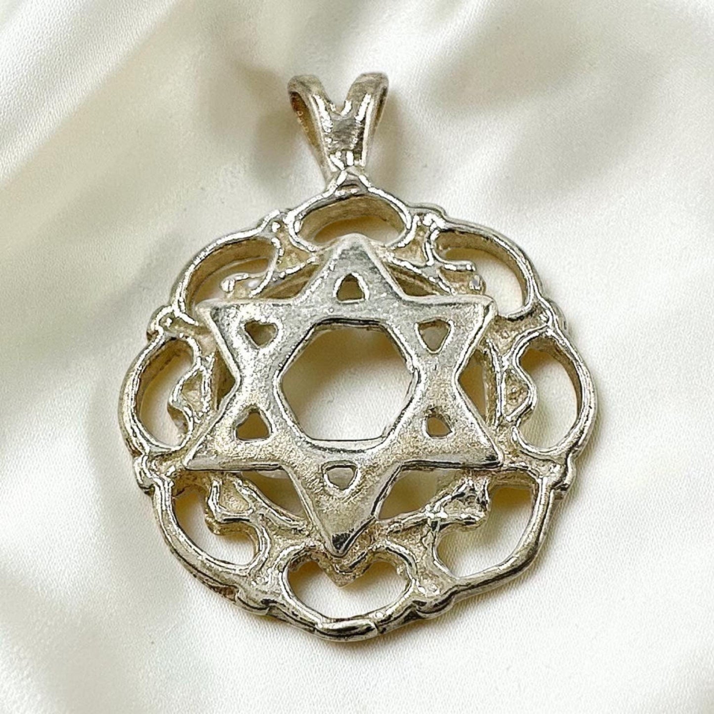 Sterling Silver Star of David Mandala Necklace