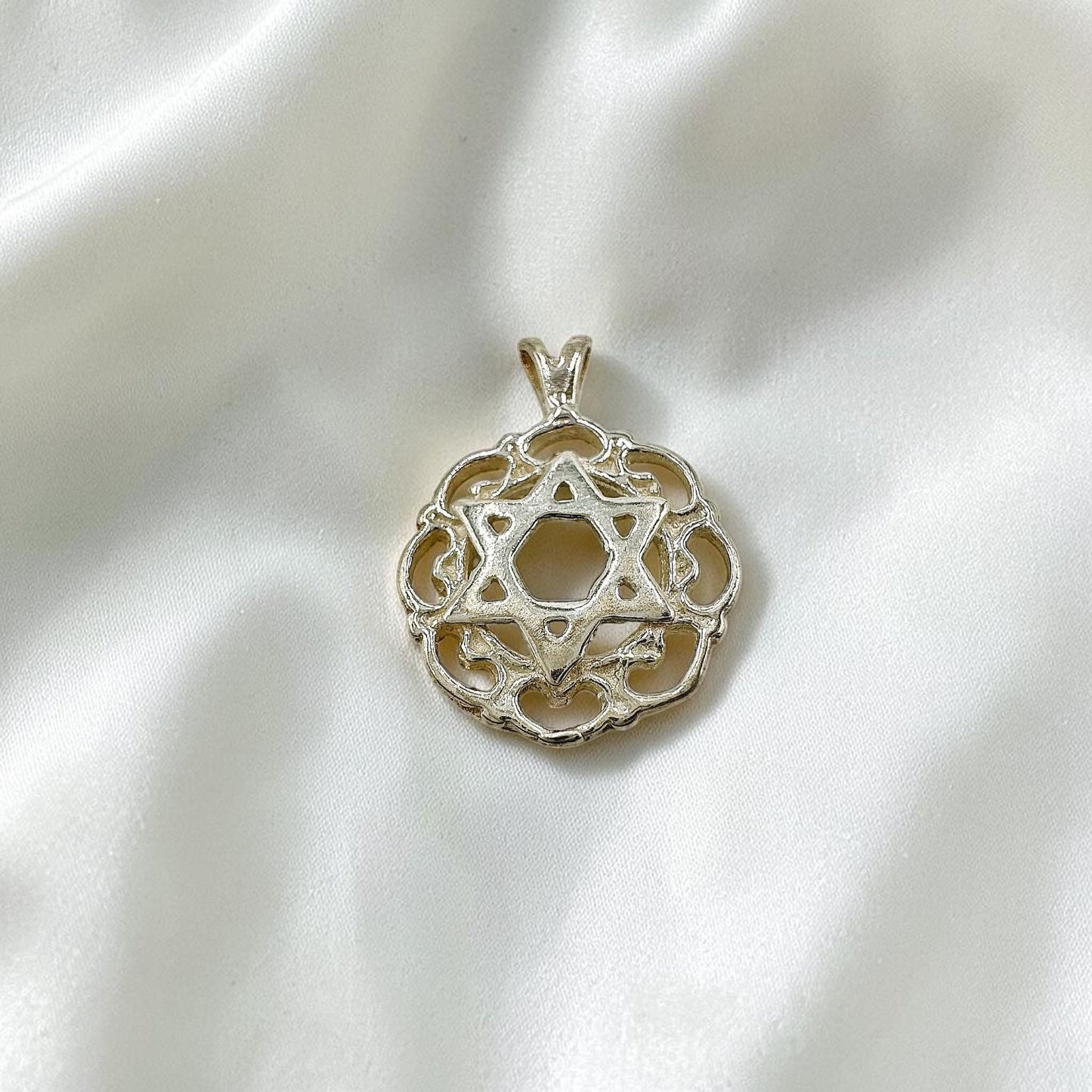 Sterling Silver Star of David Mandala Necklace