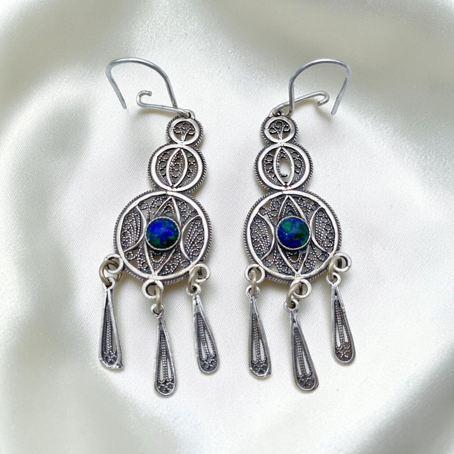 Sterling Silver Blue Eye Azurite Earrings