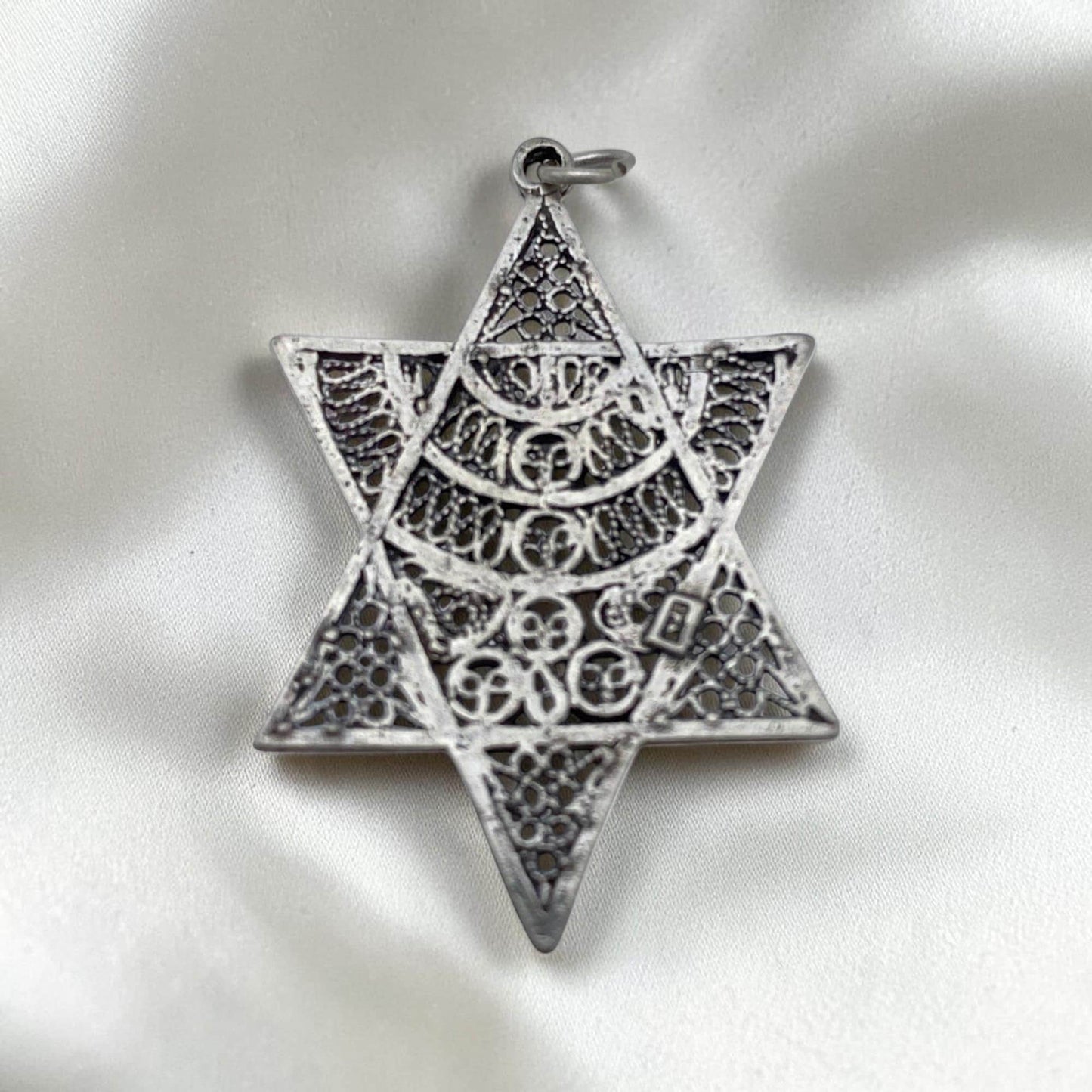Sterling Silver Star of David Necklace with Garnet/Sodalite