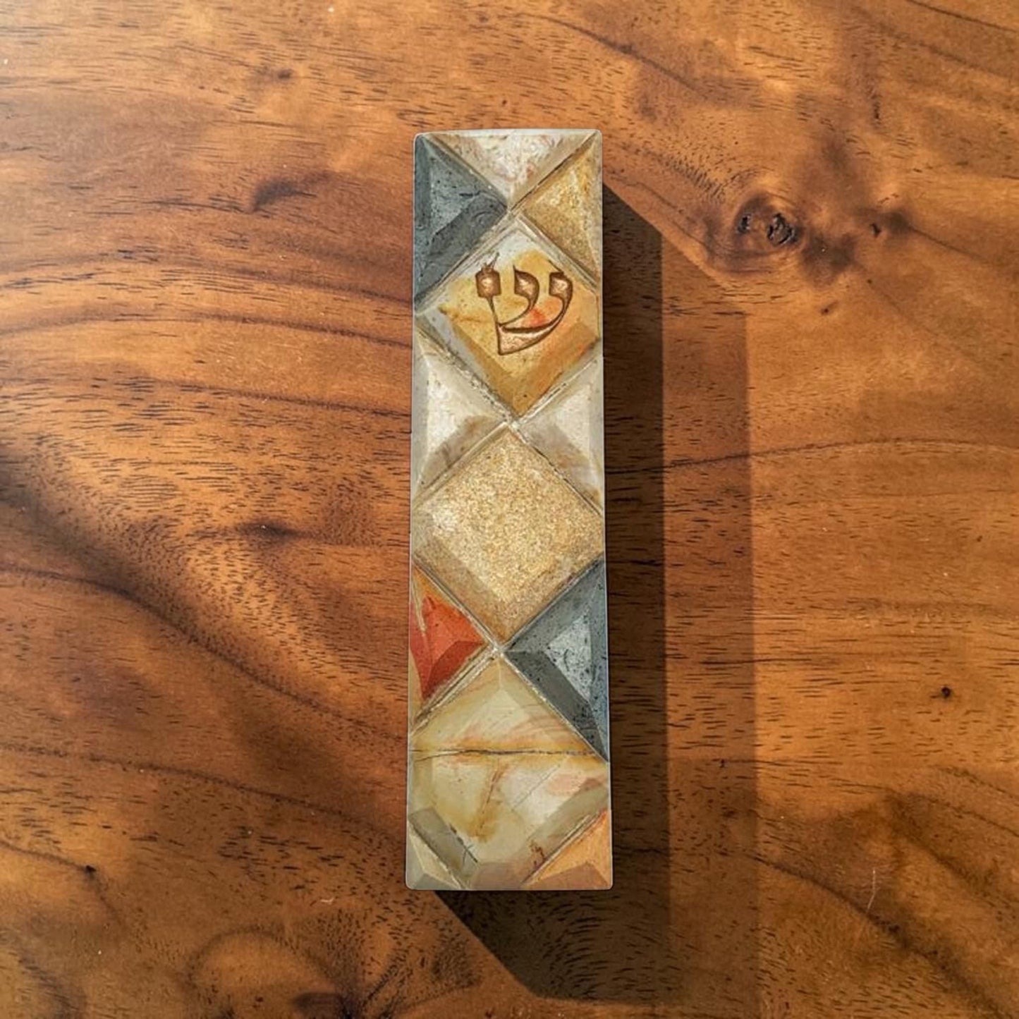 Colorful Jerusalem Stone Mezuzah Case