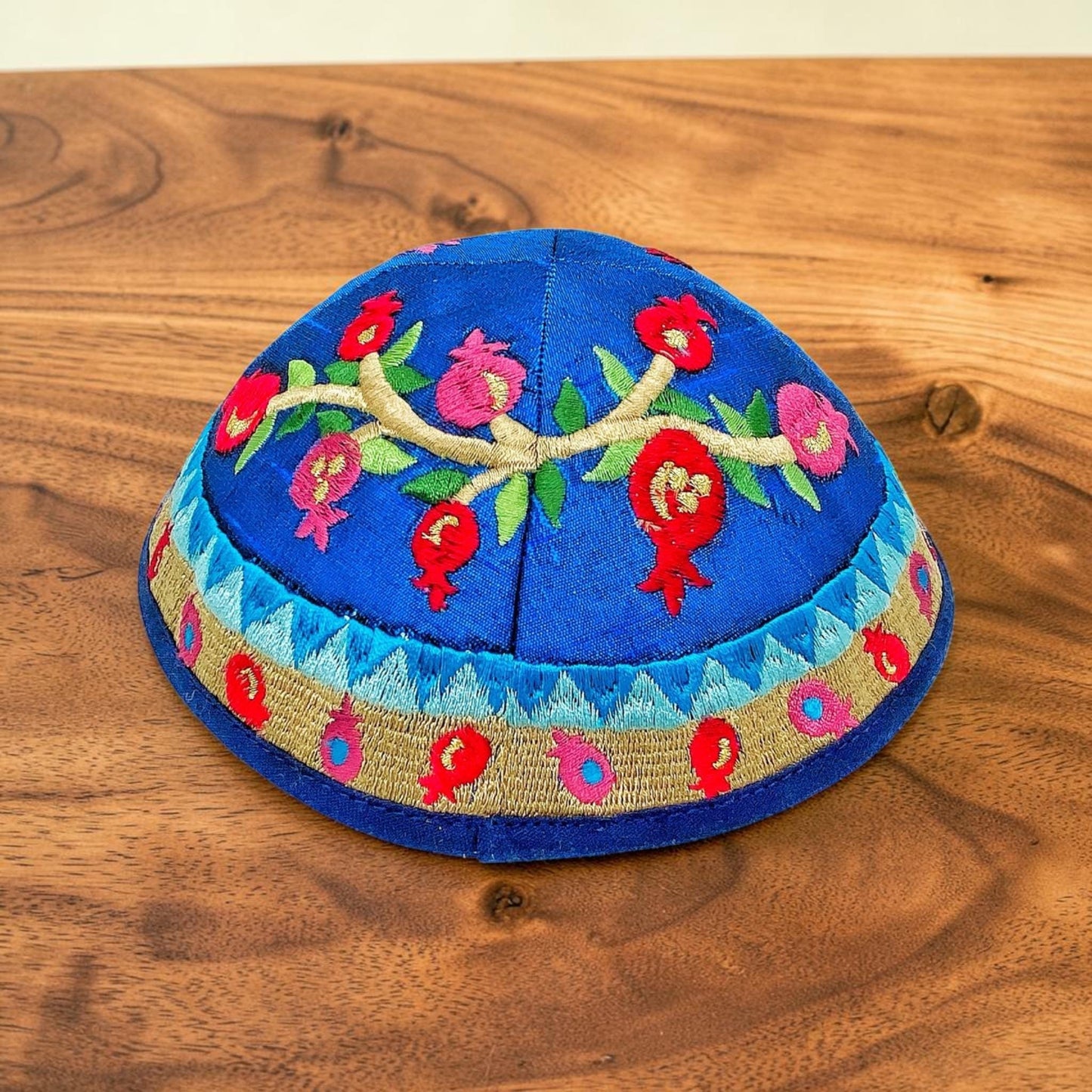 Colorful 17cm Pomegranate Embroidered Kippah