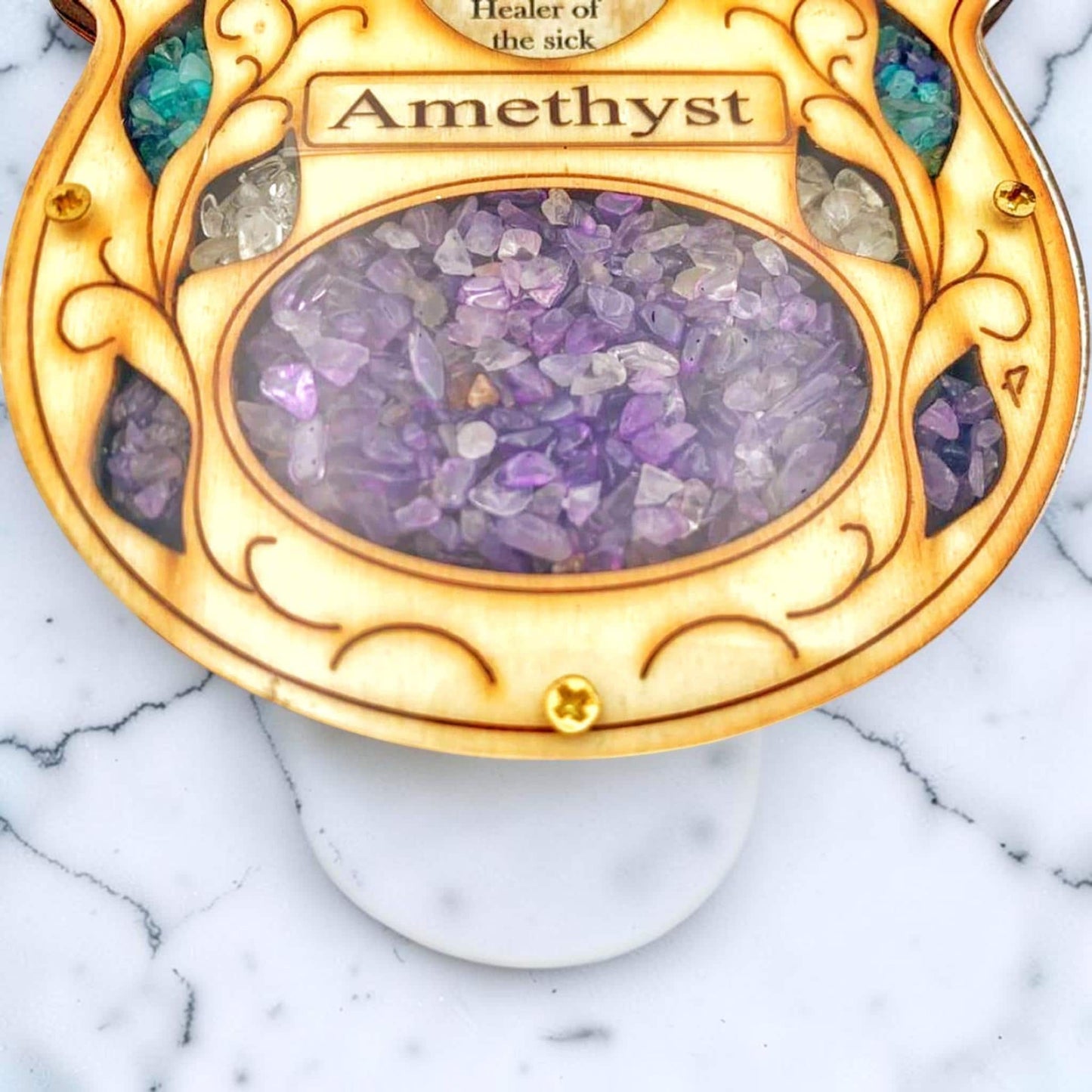 Wooden Amethyst Hamsa Health Blessing