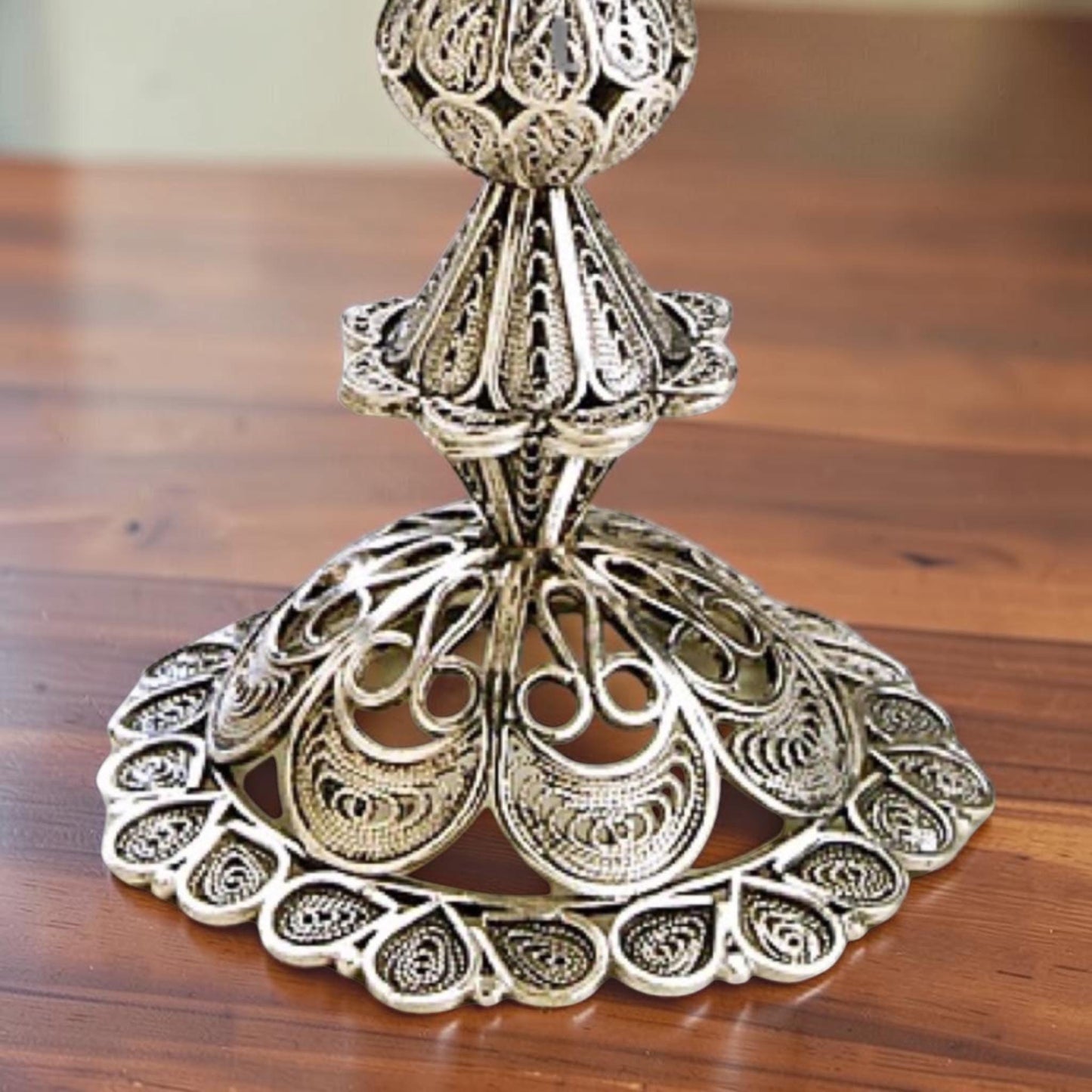 Sterling Silver Yemenite Filigree Shabbat Candle Holders