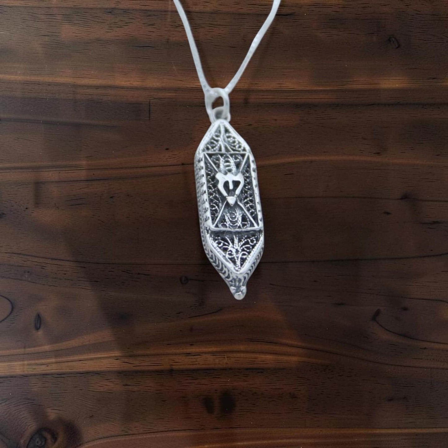 Sterling Silver Mezuzah Pendant Necklace