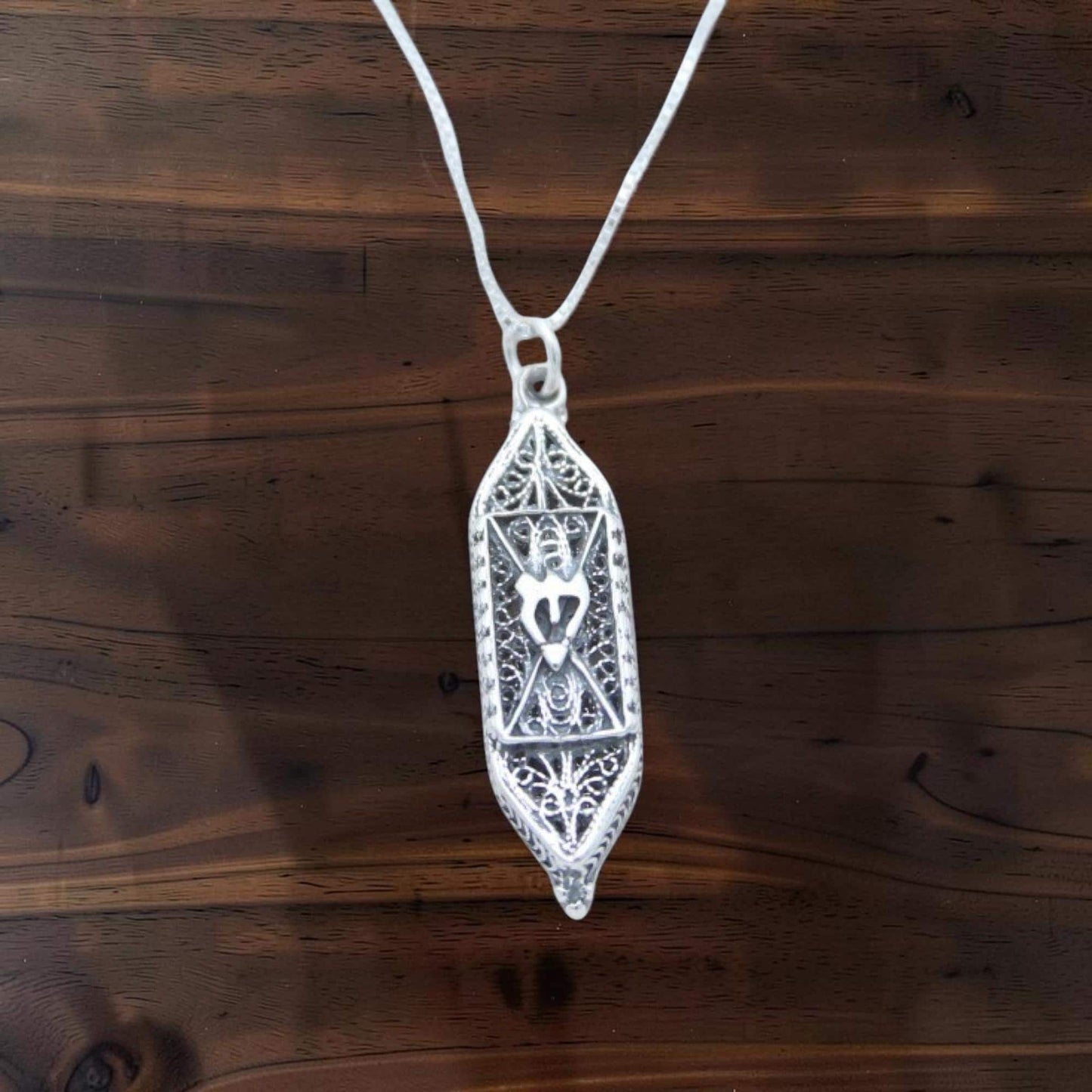Sterling Silver Mezuzah Pendant Necklace