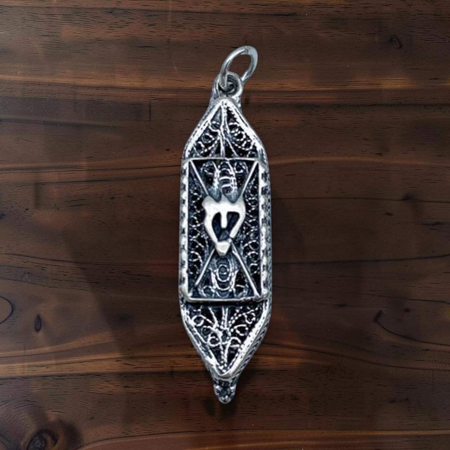 Sterling Silver Mezuzah Pendant Necklace
