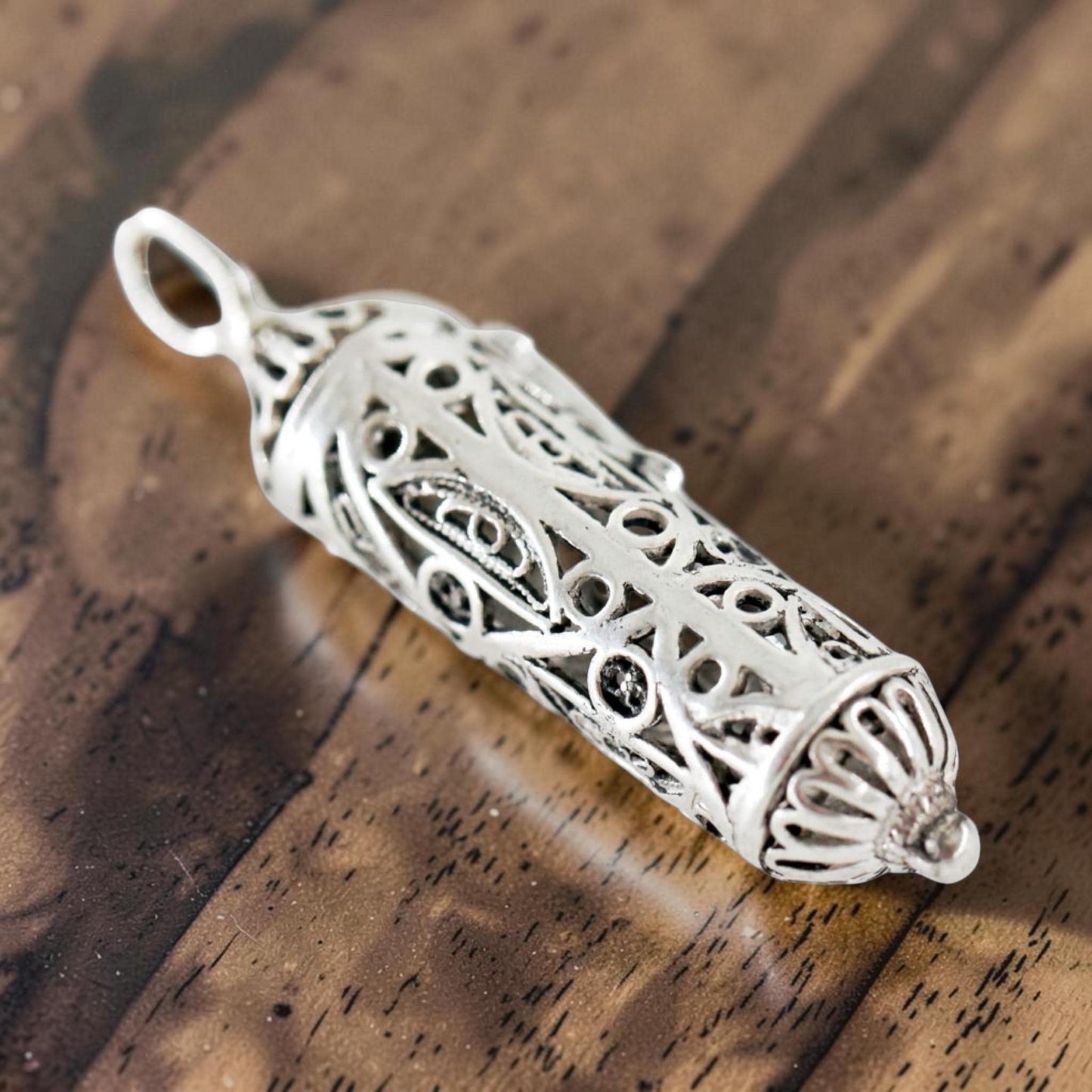 Sterling Silver Mezuzah Pendant Necklace