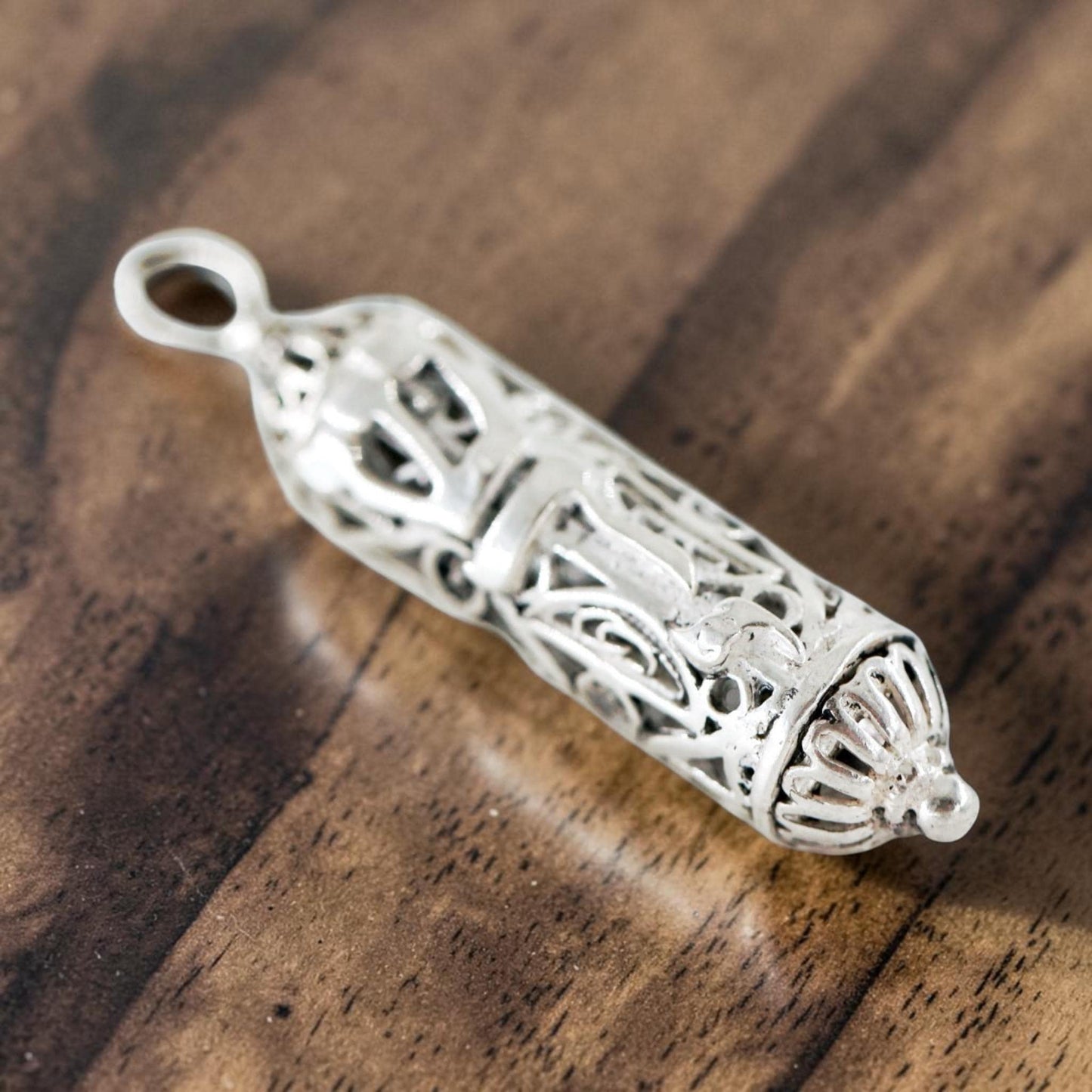 Sterling Silver Mezuzah Pendant Necklace