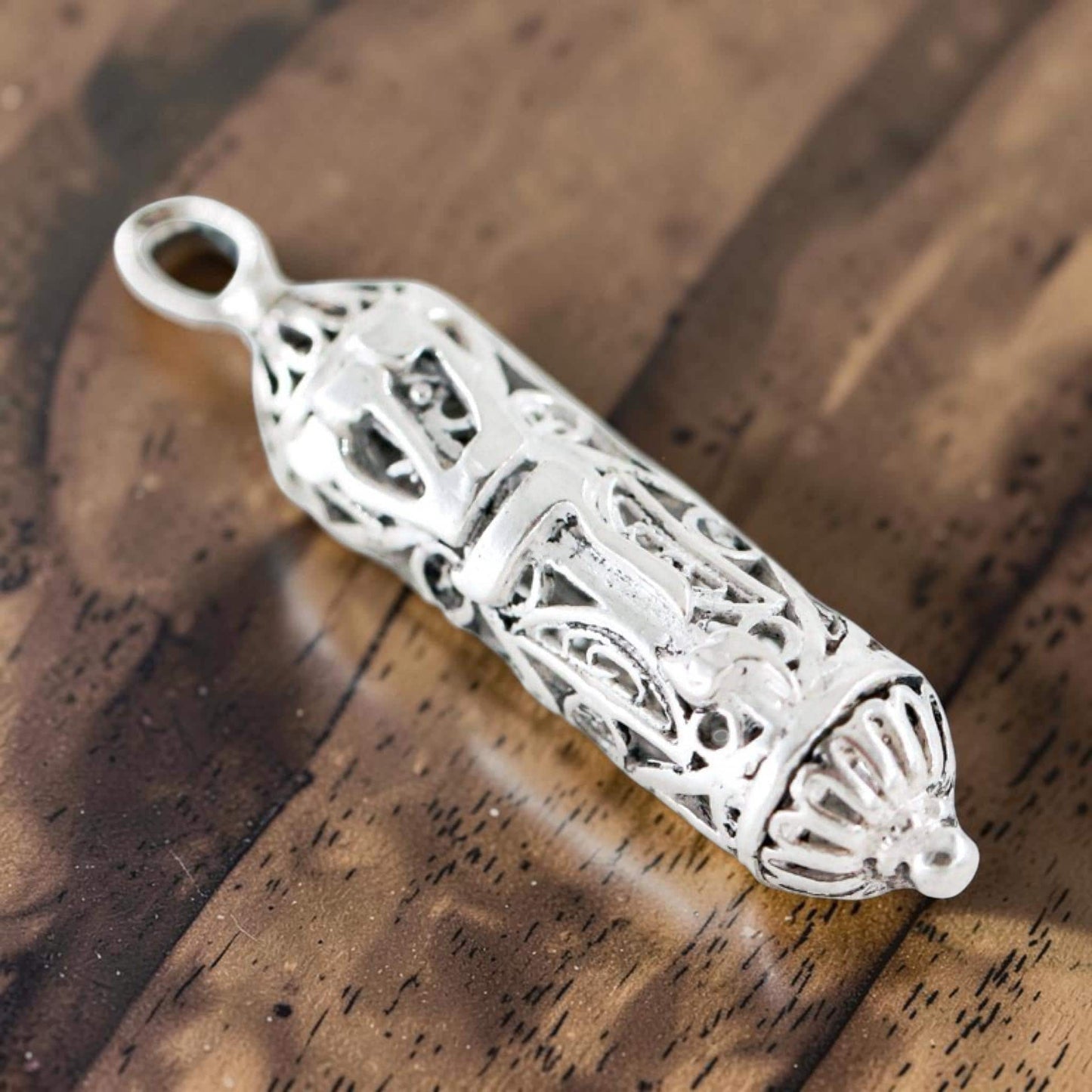 Sterling Silver Mezuzah Pendant Necklace