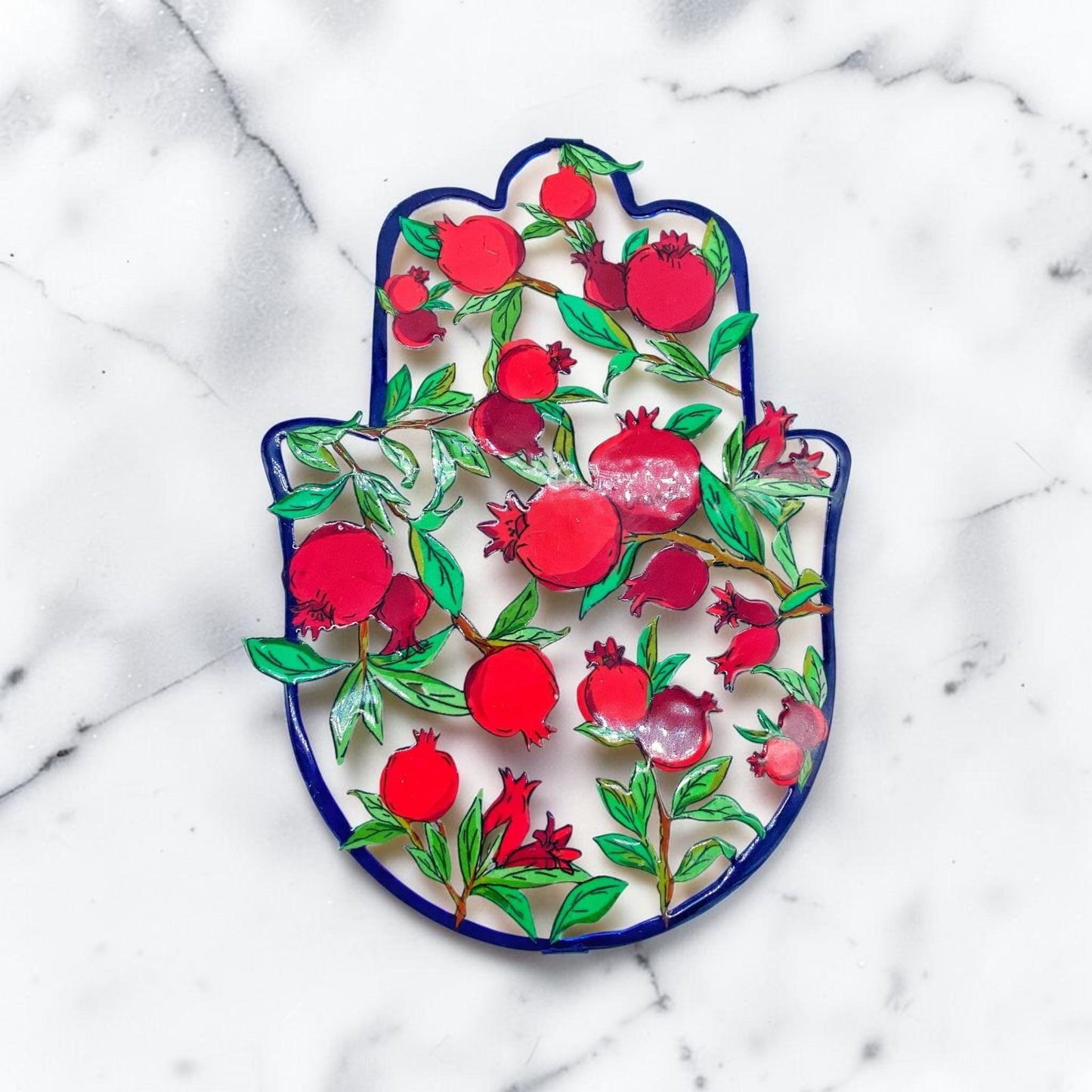 Blue Pomegranate Hamsa Wall Art Decor