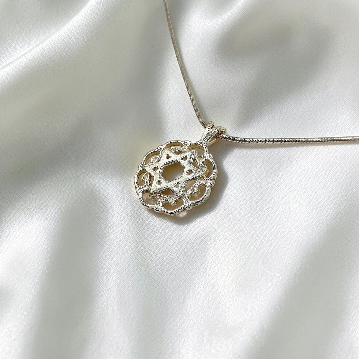 Sterling Silver Star of David Mandala Necklace