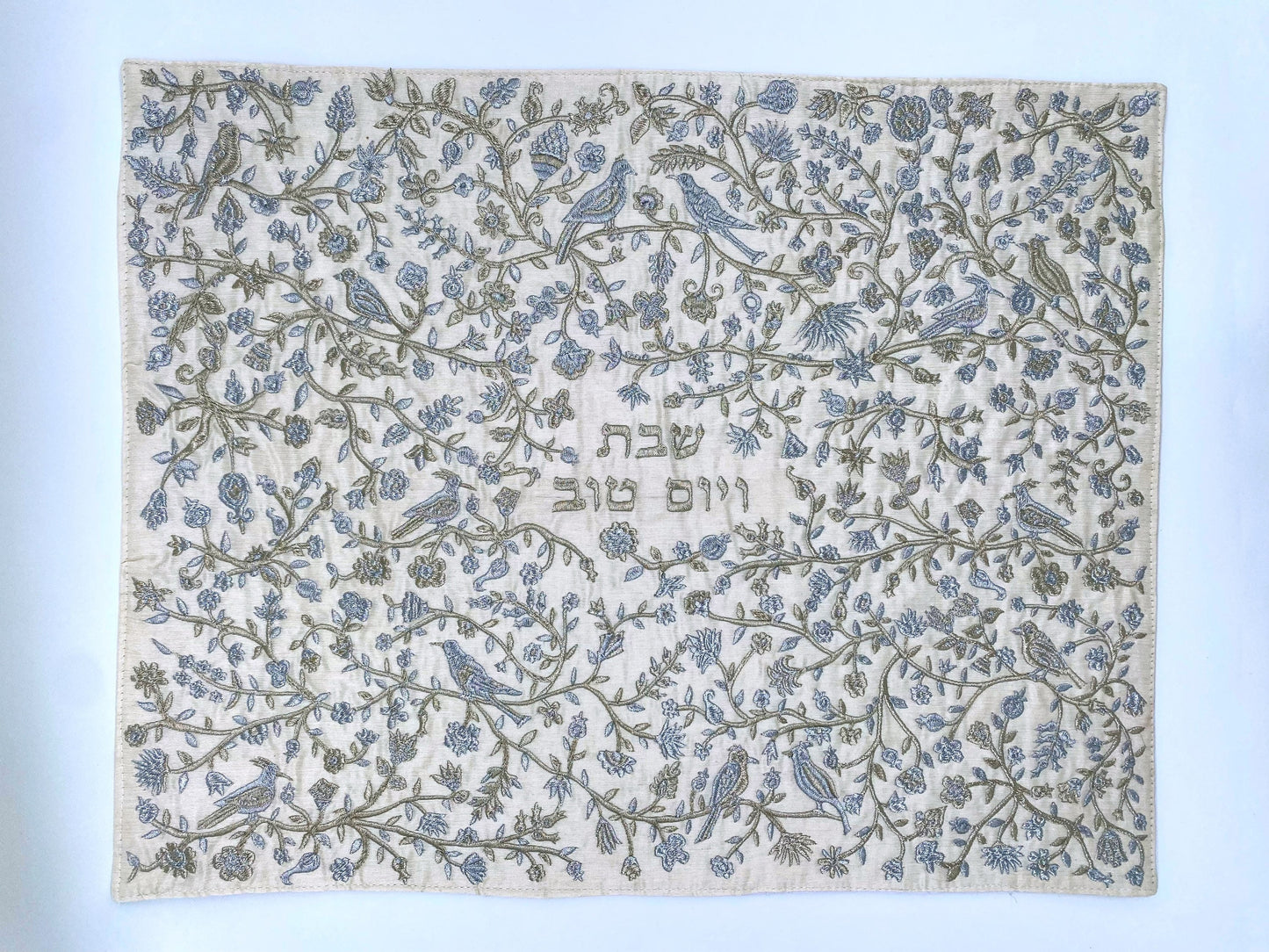 challah cover birds and flowers design