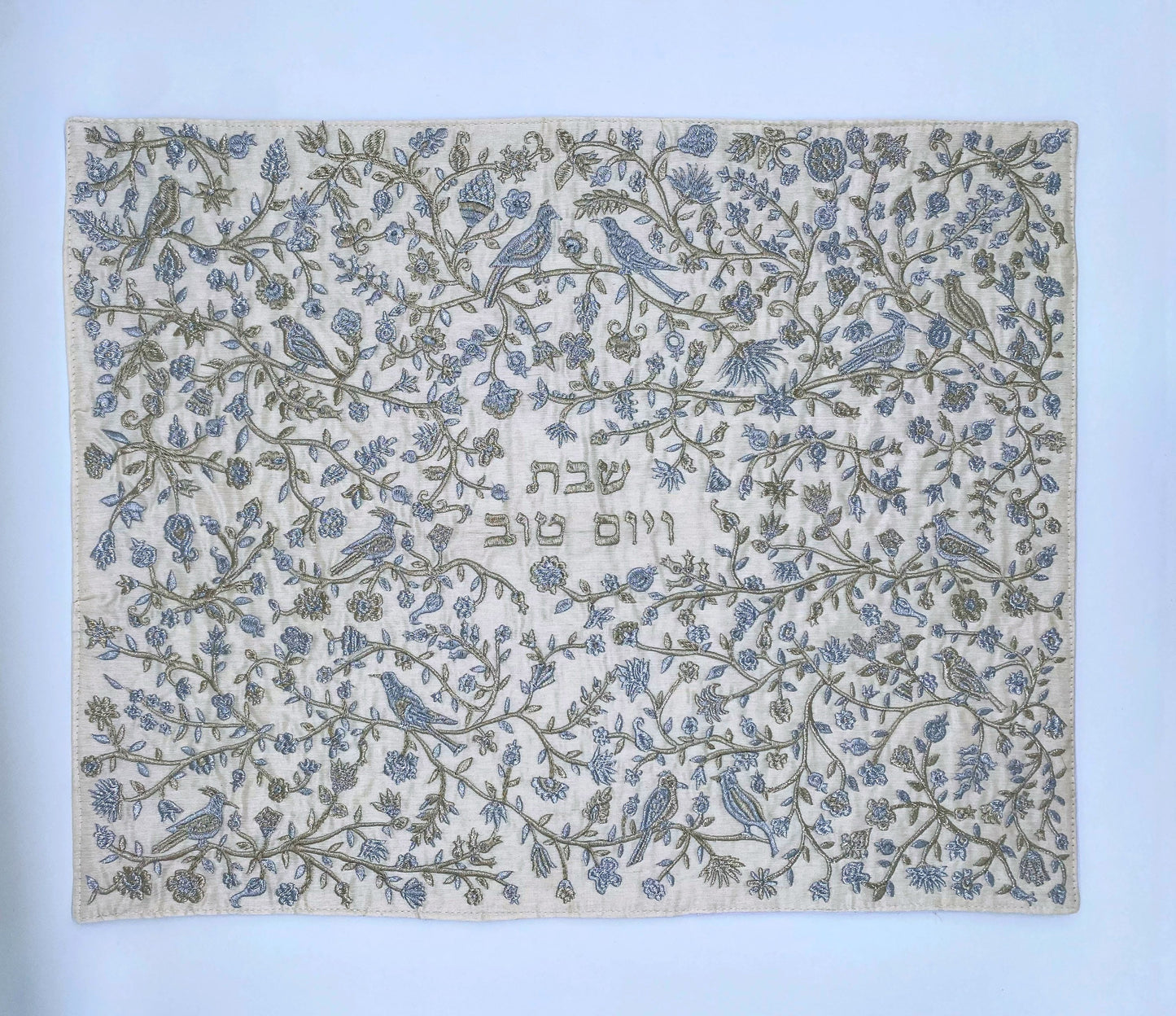 challah cover birds and flowers design
