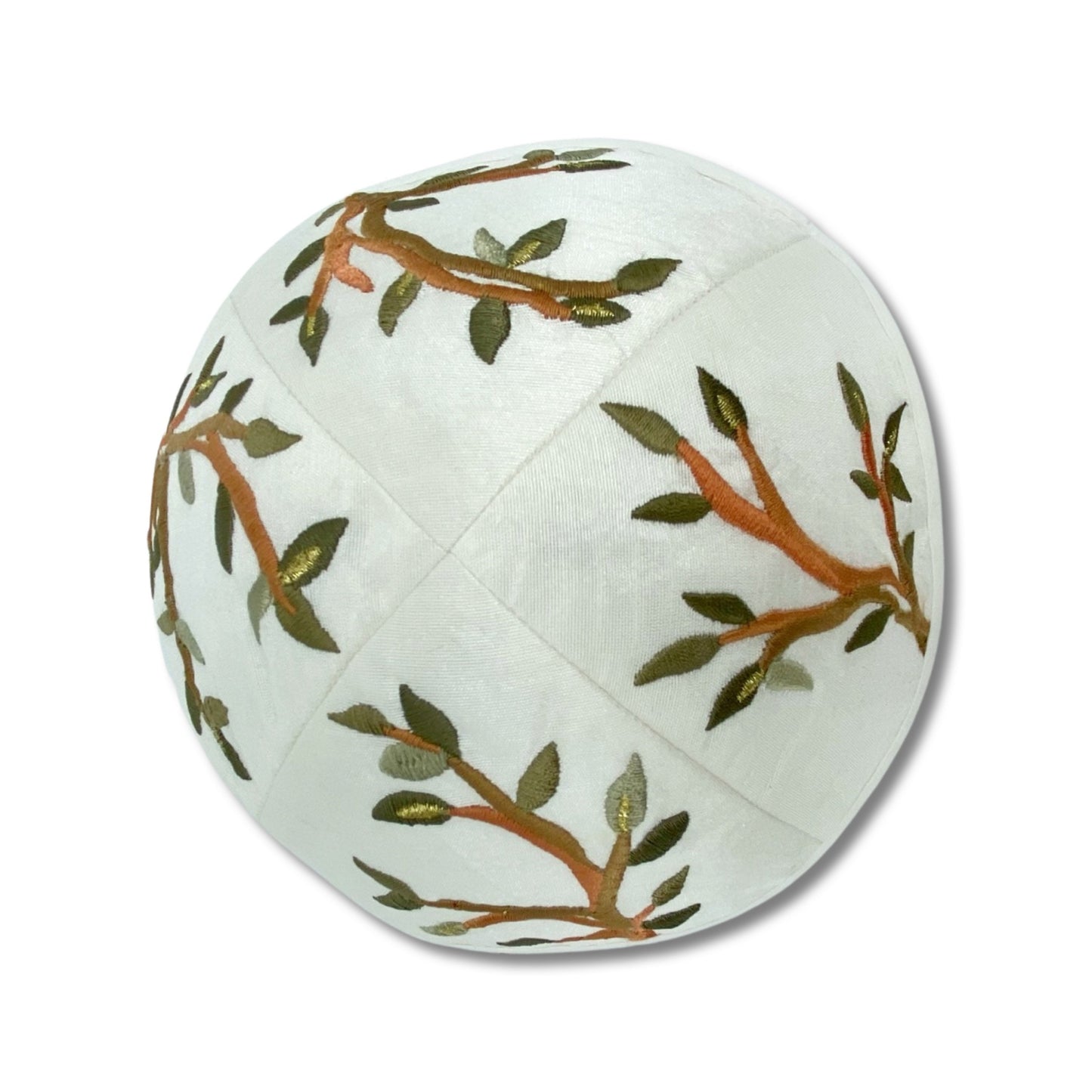 Tree Of Life Embroidered White Kippah
