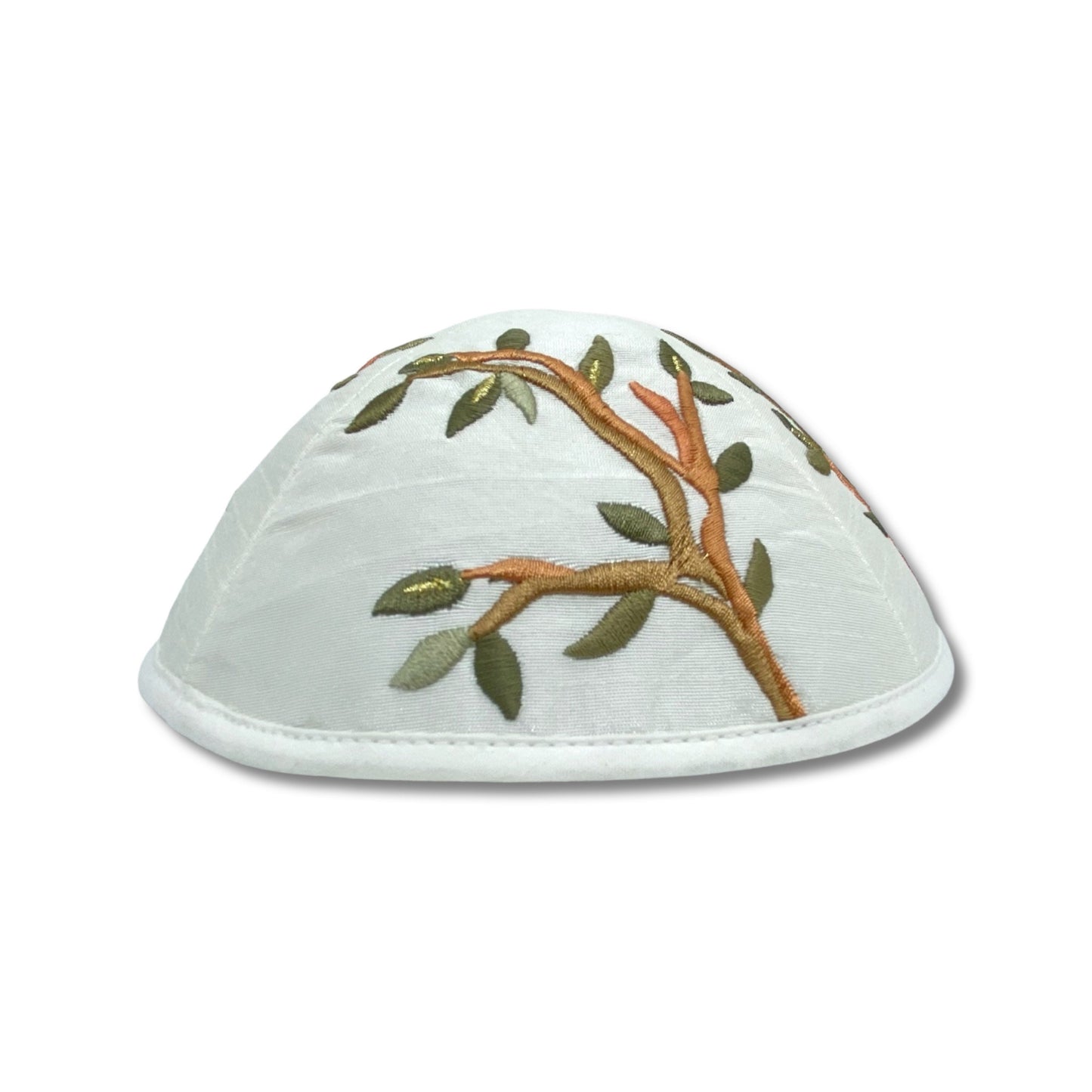 Tree Of Life Embroidered White Kippah