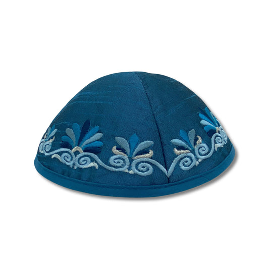Blue Embroidered Kippah