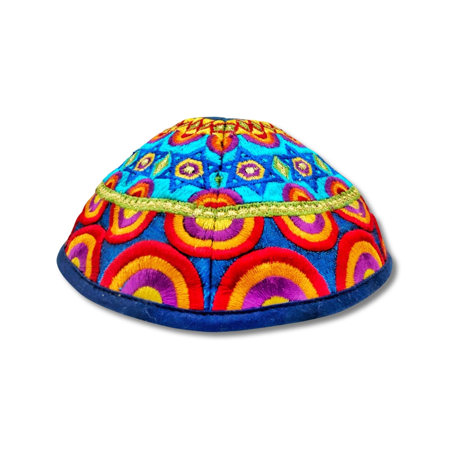Colorful Star of David Embroidered Kippah