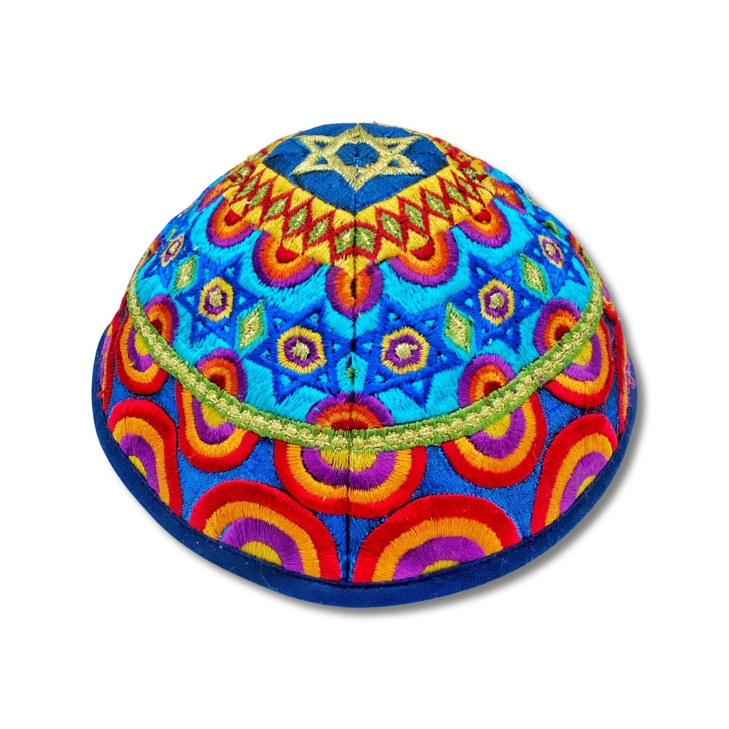 Colorful Star of David Embroidered Kippah