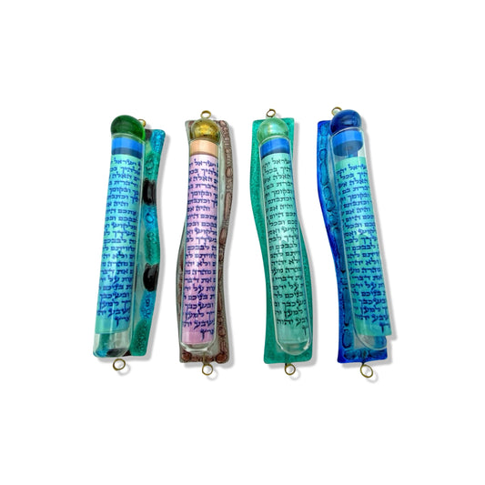 Handmade Wave Glass Mezuzah Case