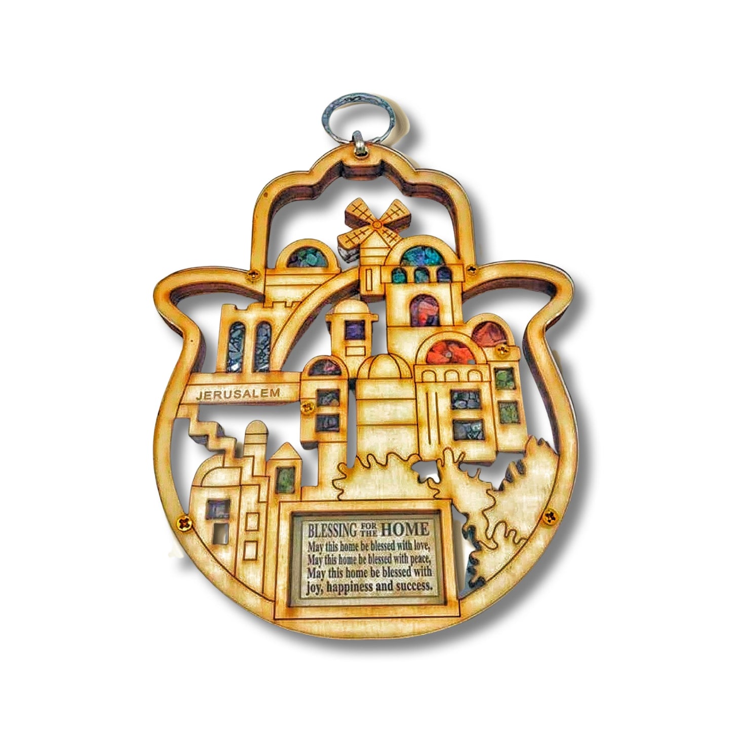 Wood Hamsa Home Blessing Jerusalem Design