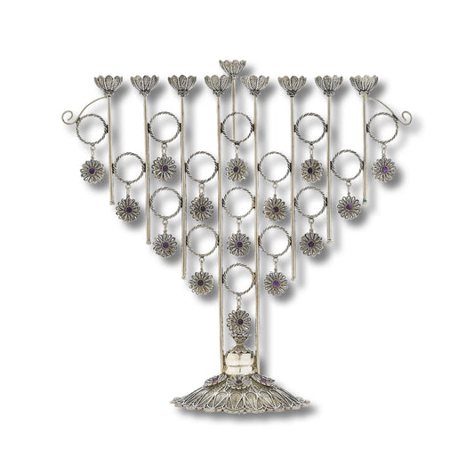 Yemenite Filigree Sterling Silver Menorah