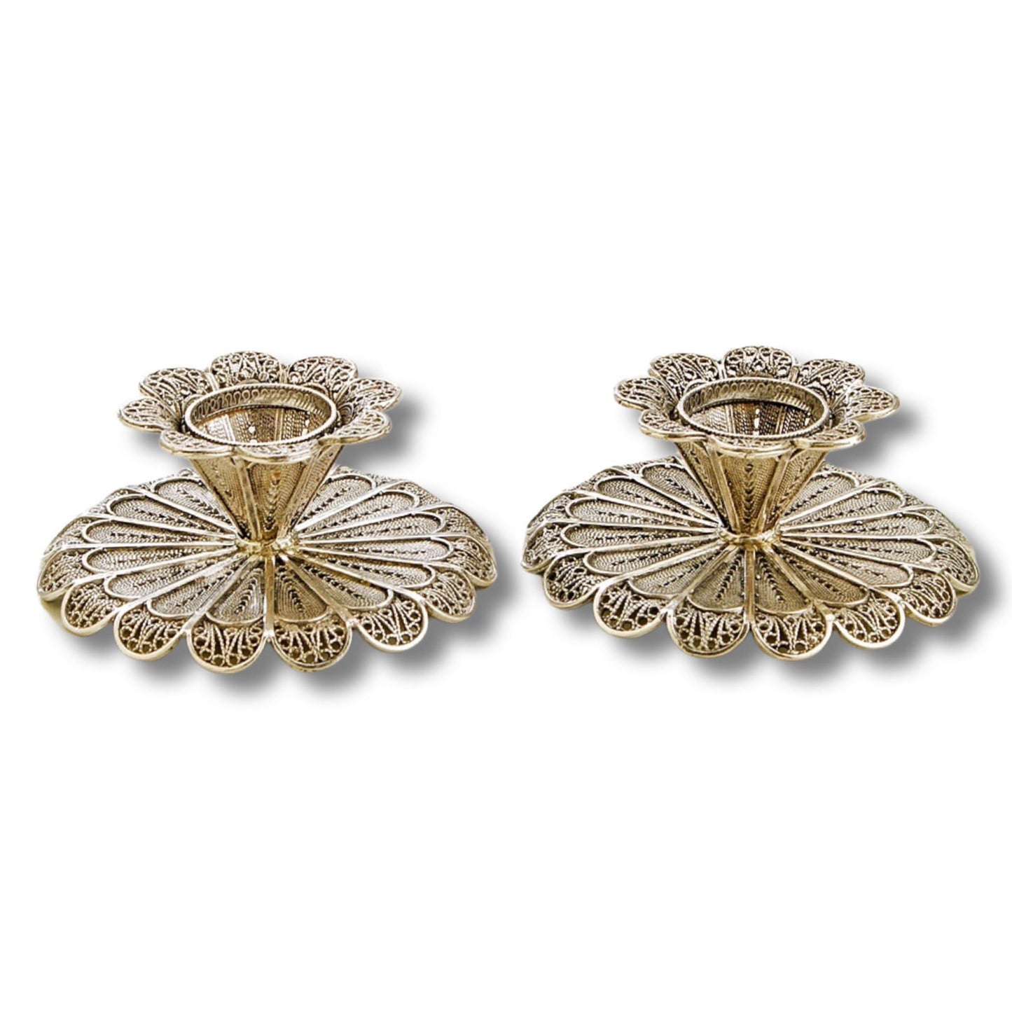 Flower Sterling Silver Shabbat Candle Holders