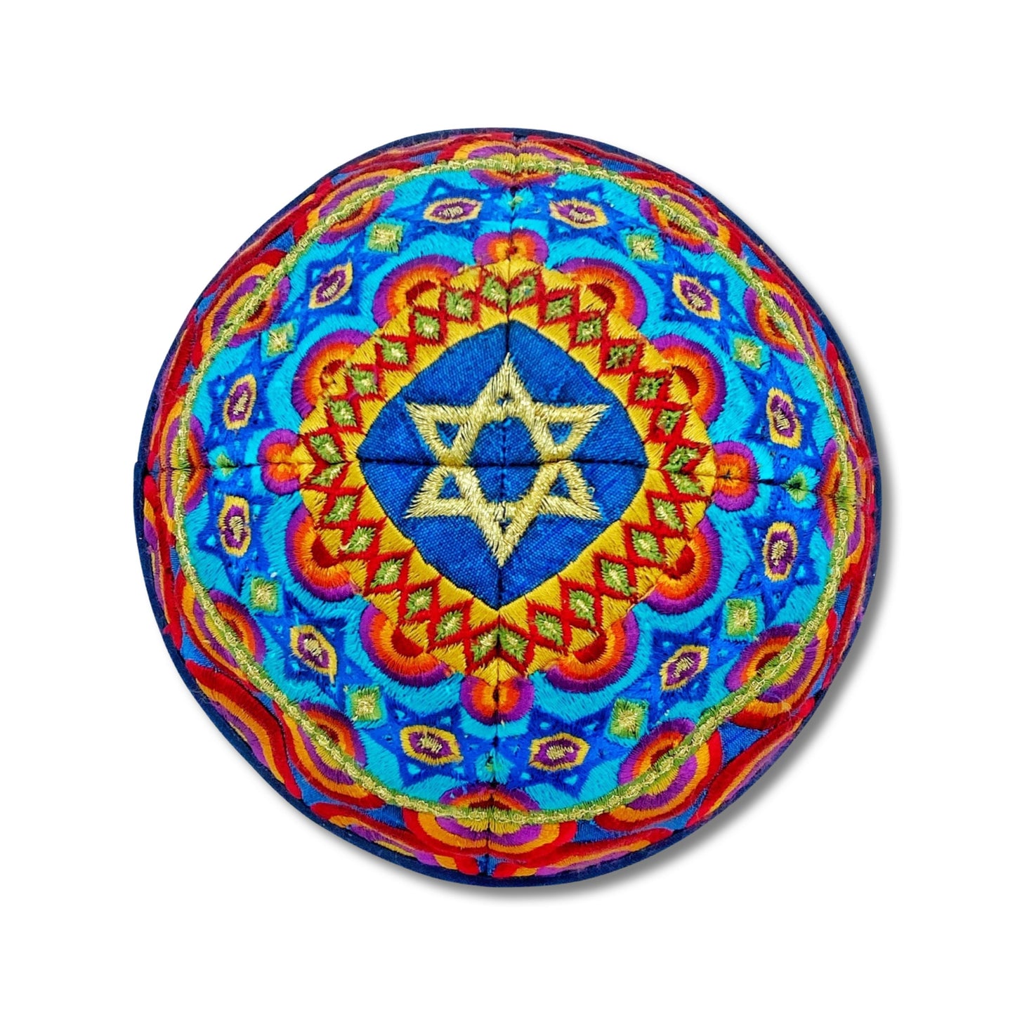 Colorful Star of David Embroidered Kippah