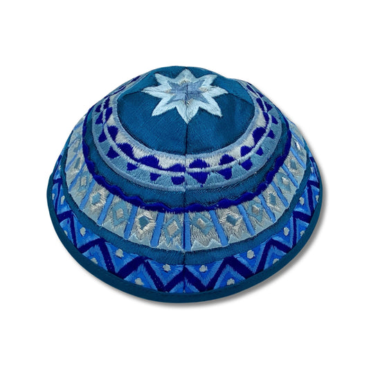 Blue/Gold Embroidered Kippah
