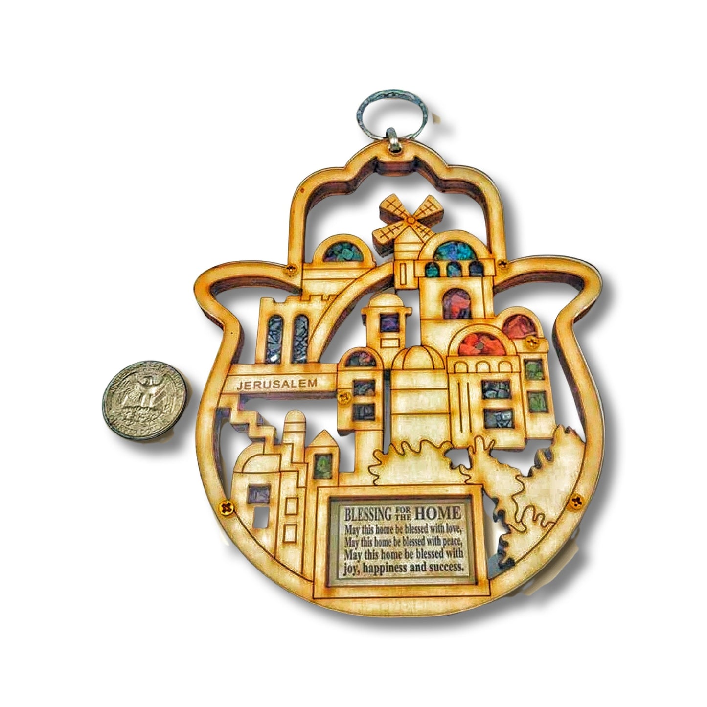 Wood Hamsa Home Blessing Jerusalem Design
