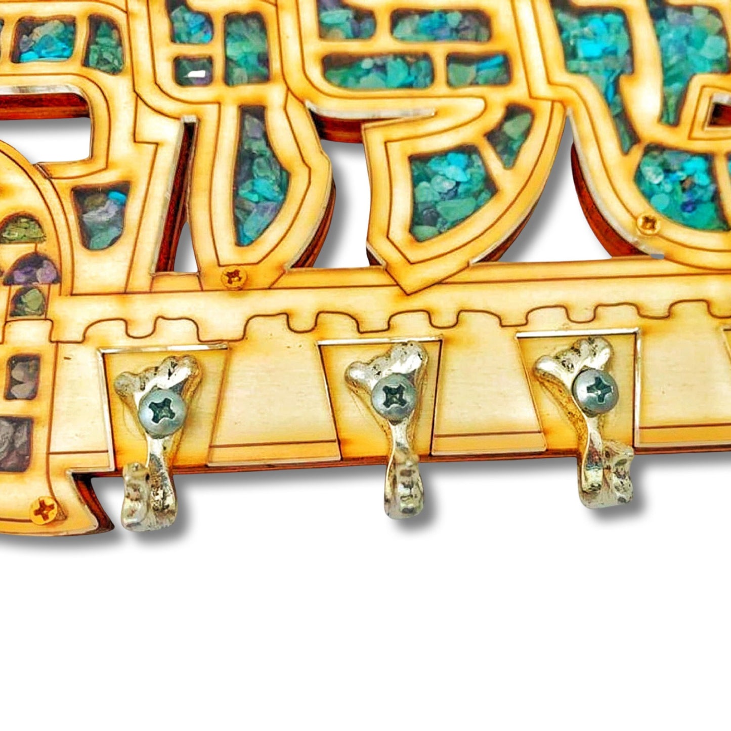 Wood key Hanger Home Blessing (Shalom/Peace Design)