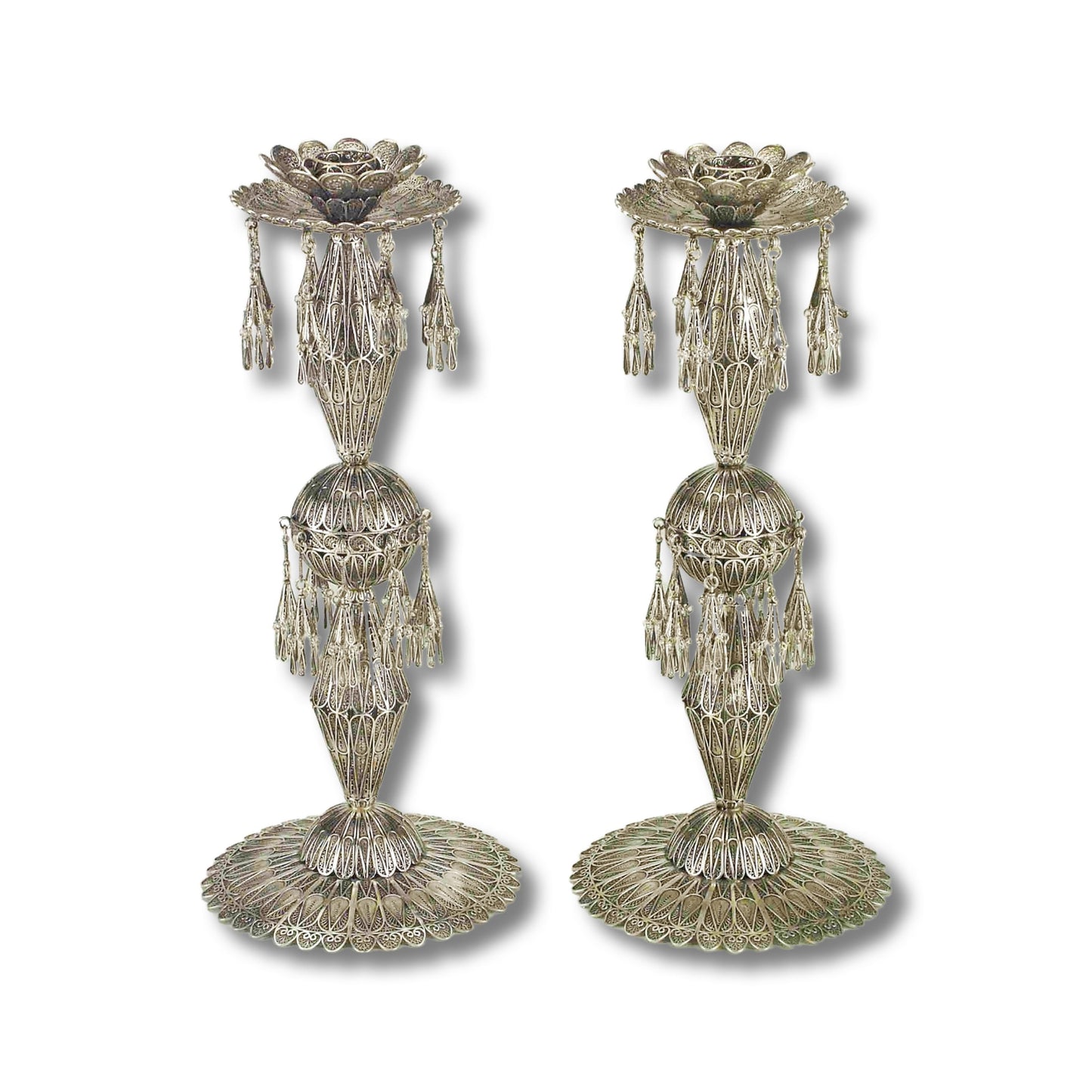 Big Sterling Silver Shabbat Candle Holders