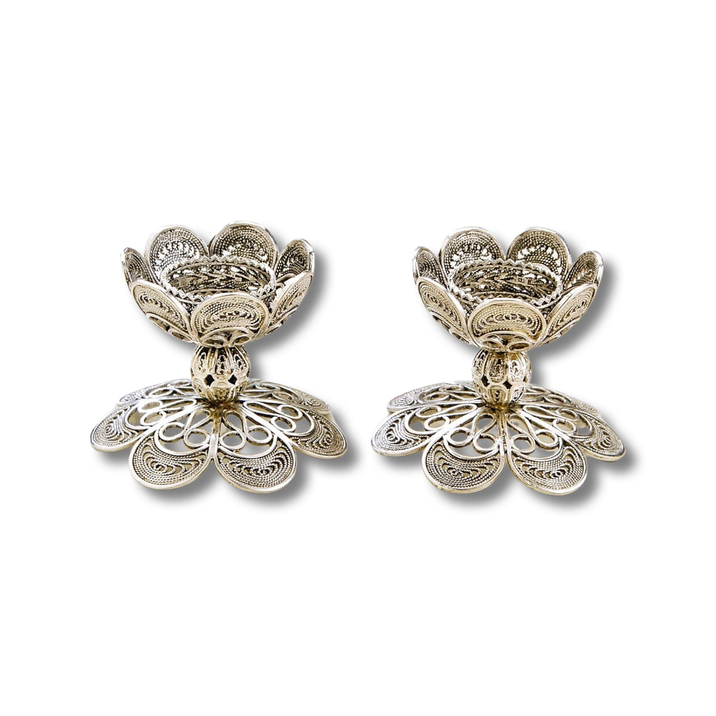 Sterling Silver Flower Candle Holders