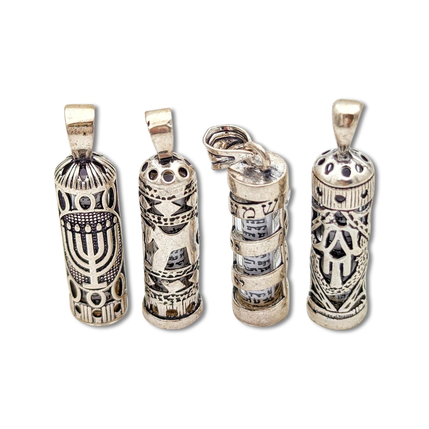 Sterling Silver Mezuzah Necklace with Scroll