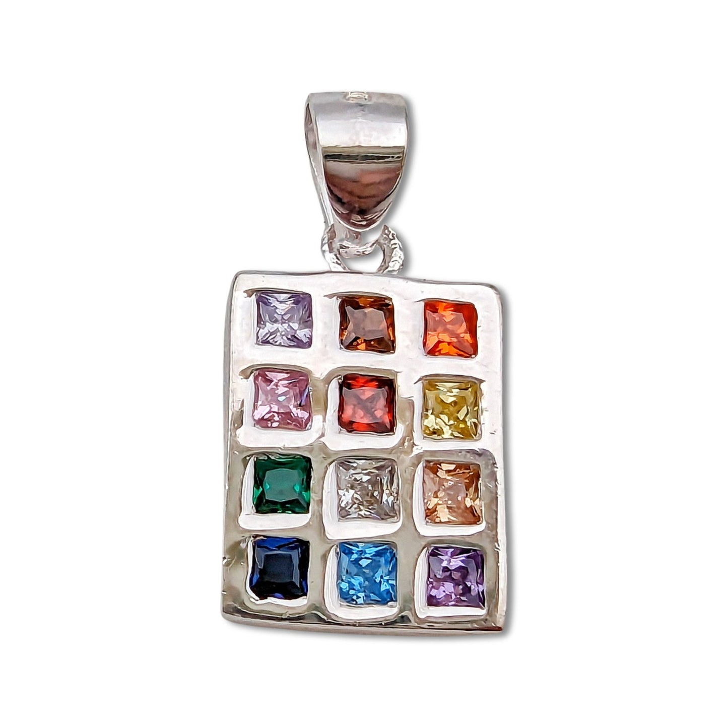 12 Tribes Hoshen Crystals Silver Necklace