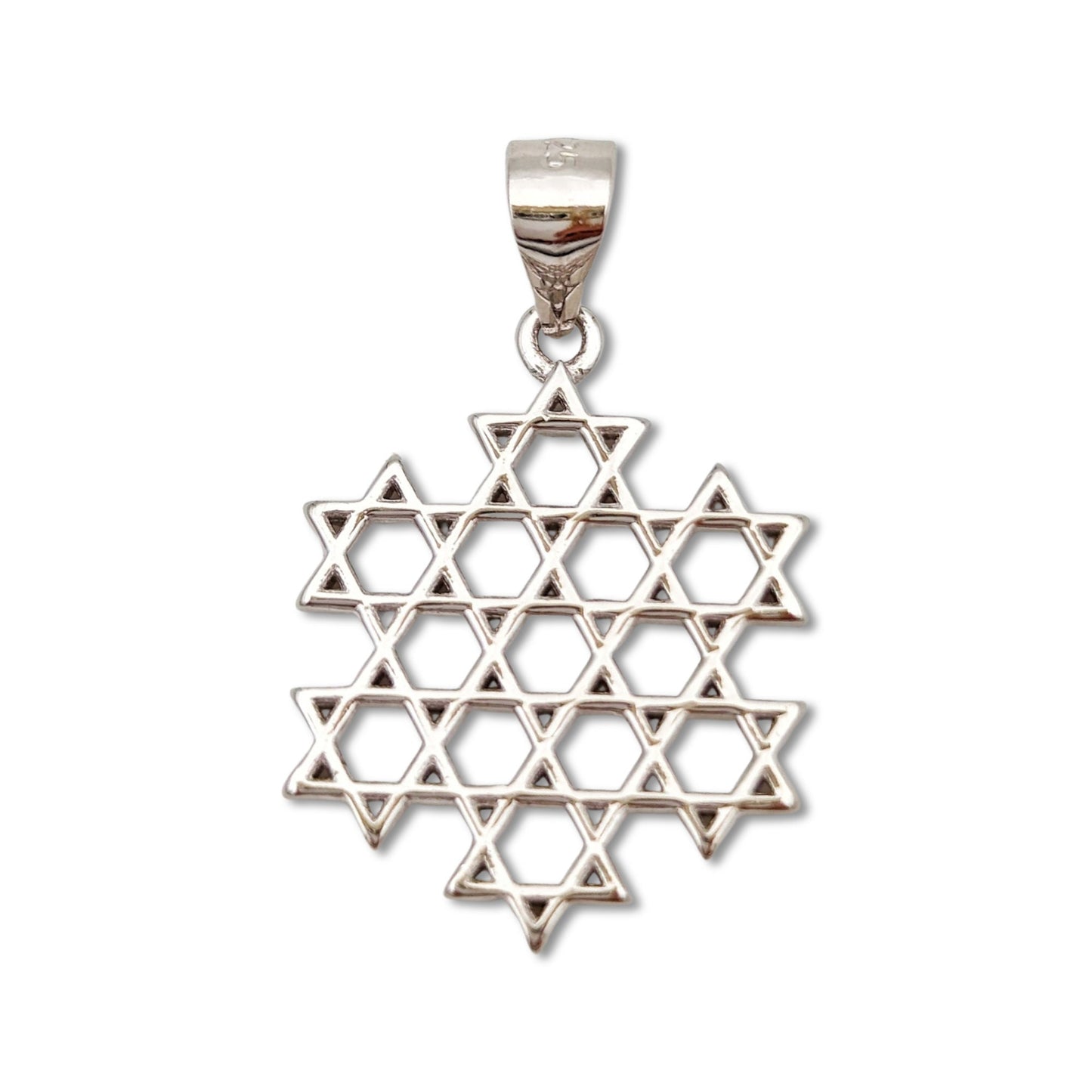 Sterling Silver Multi Star Of David Necklace