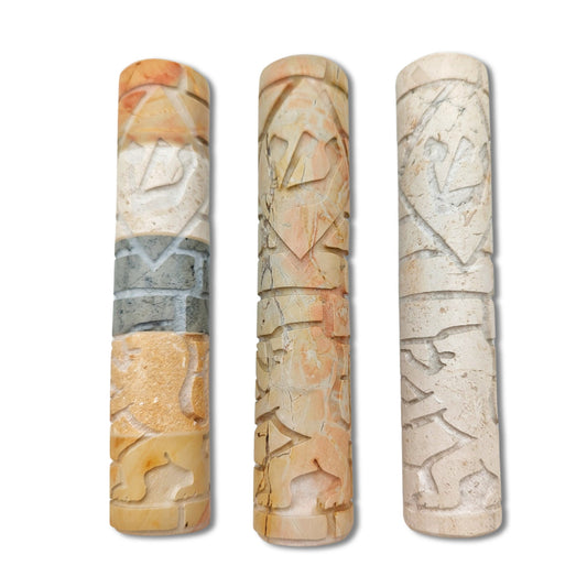 Jerusalem Stone Lion Mezuzah Case