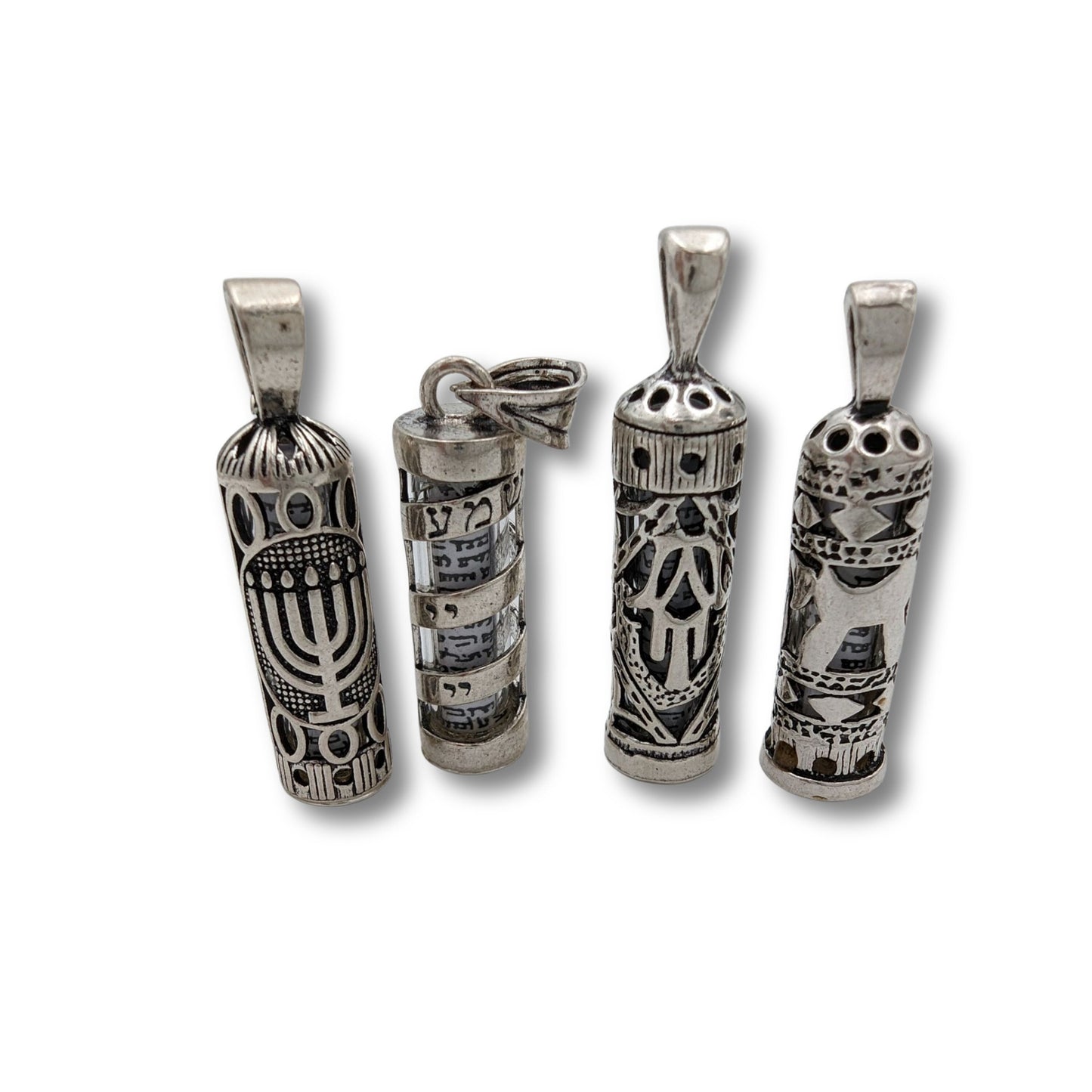 Sterling Silver Mezuzah Necklace with Scroll
