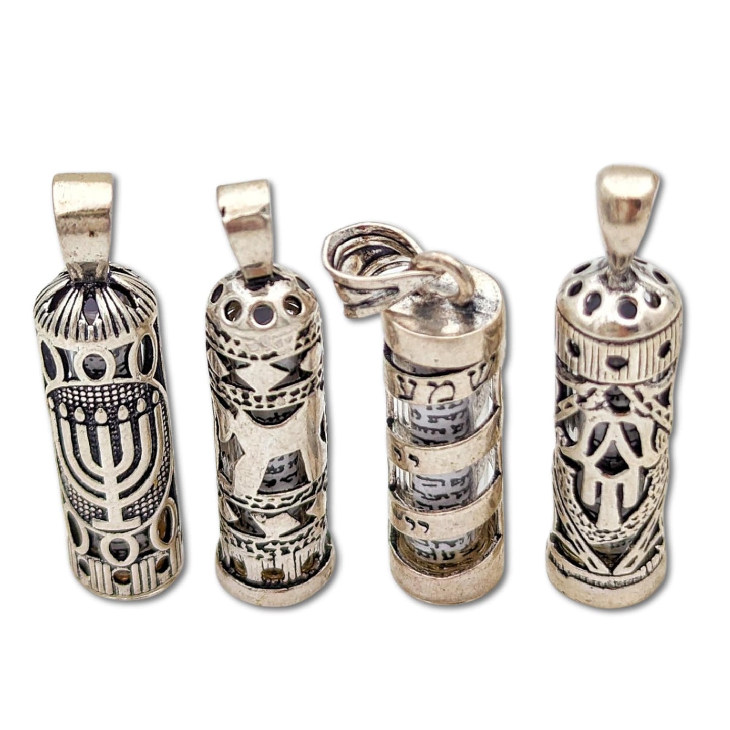 Sterling Silver Mezuzah Necklace with Scroll
