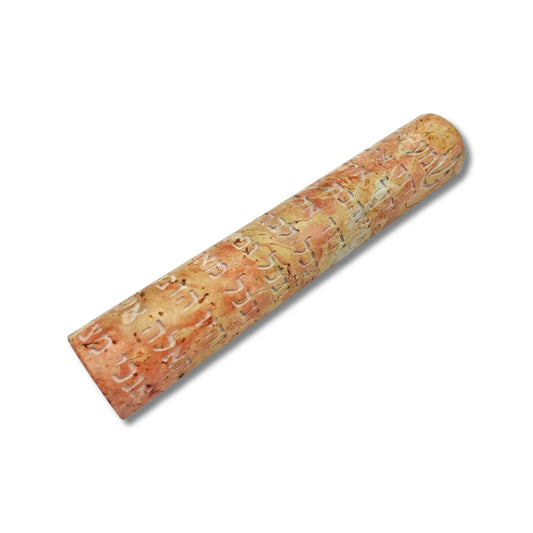 handmade Red Jerusalem Stone Mezuzah case